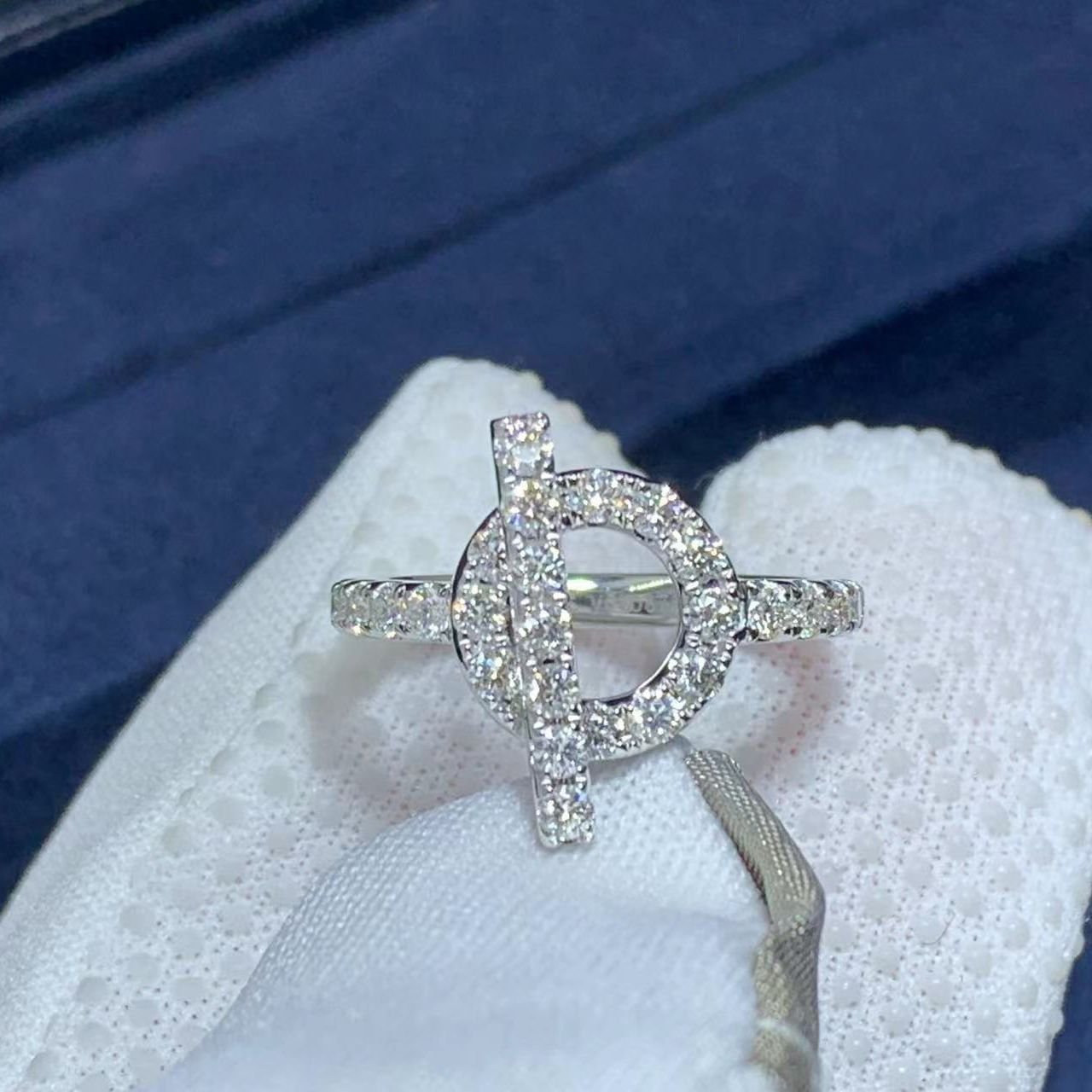hermes finesse diamond 18k white gold ring