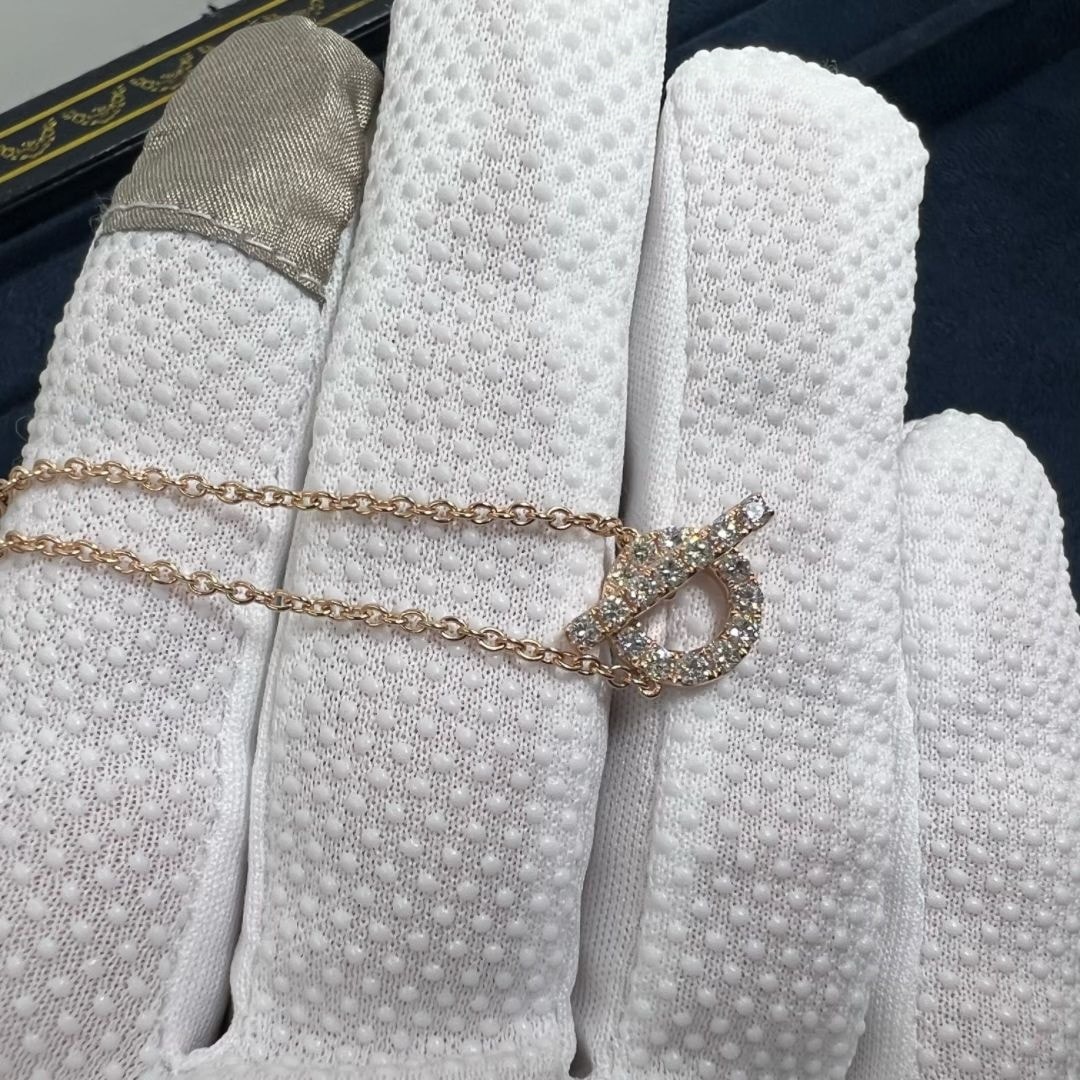 hermes paris finesse 18k rose gold necklace h219315b 00