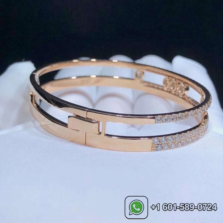 messika 18k rose gold pave diamond move romane bangle bracelet 2