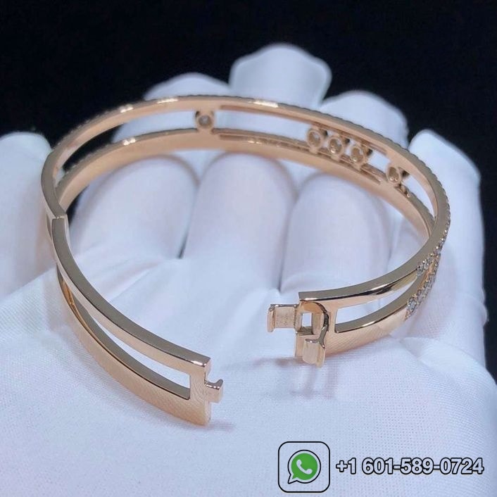 messika 18k rose gold pave diamond move romane bangle bracelet 3