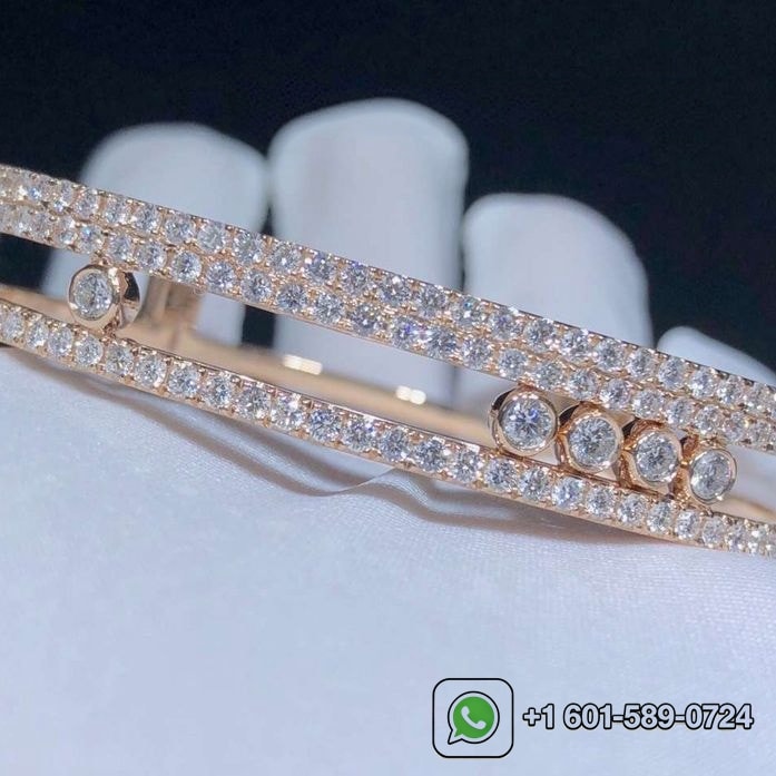messika 18k rose gold pave diamond move romane bangle bracelet 4