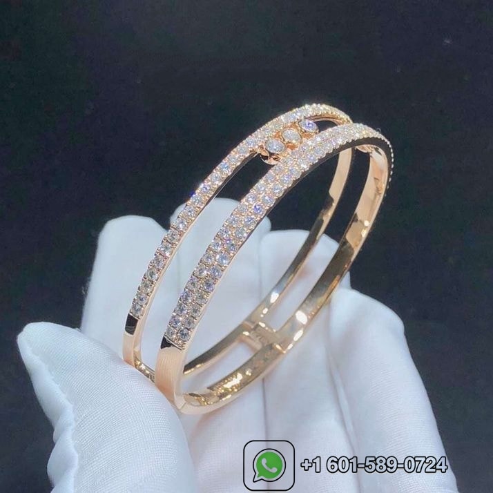 messika 18k rose gold pave diamond move romane bangle bracelet 5
