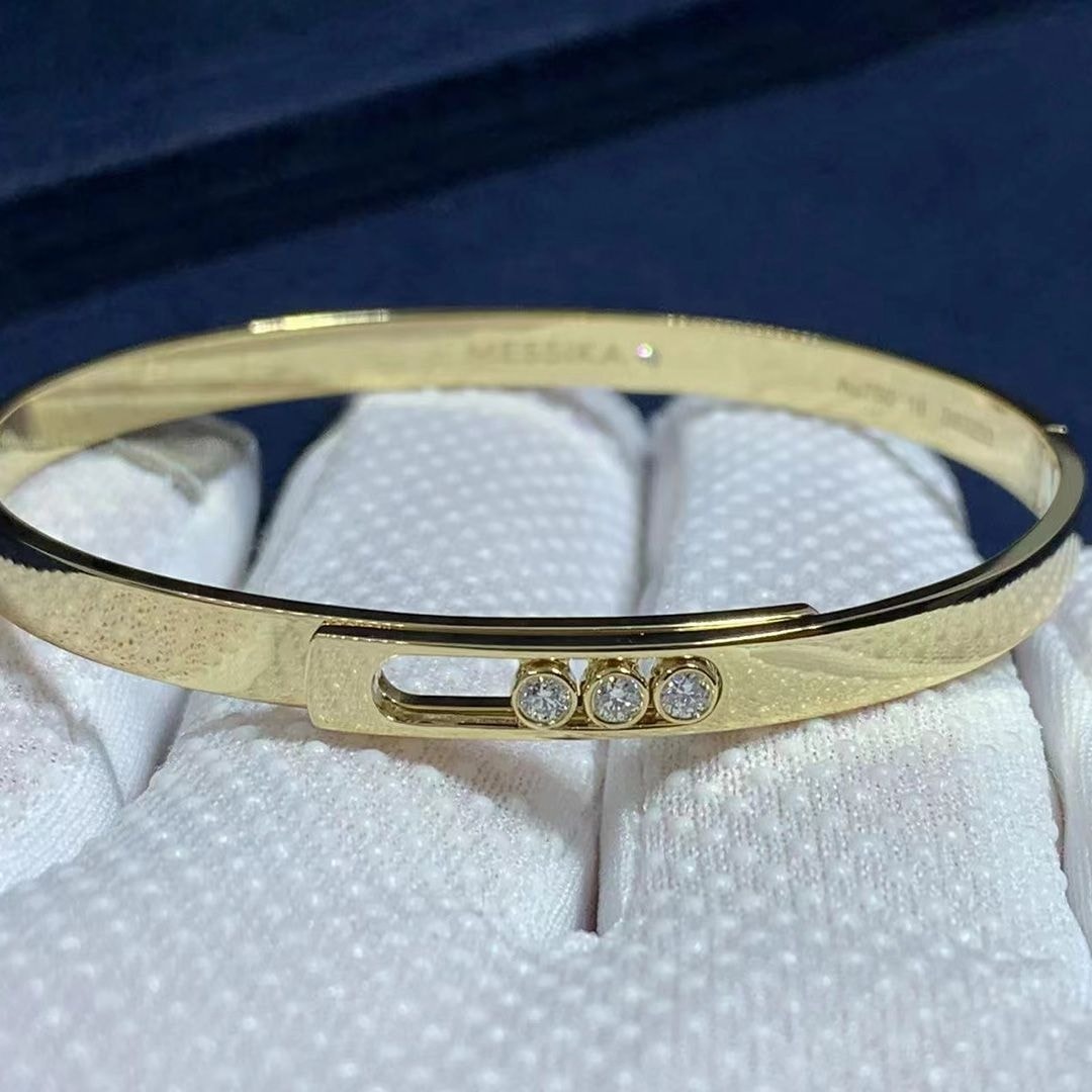 messika 18k yellow gold 3 diamond move noa bangle bracelet 10092 yg