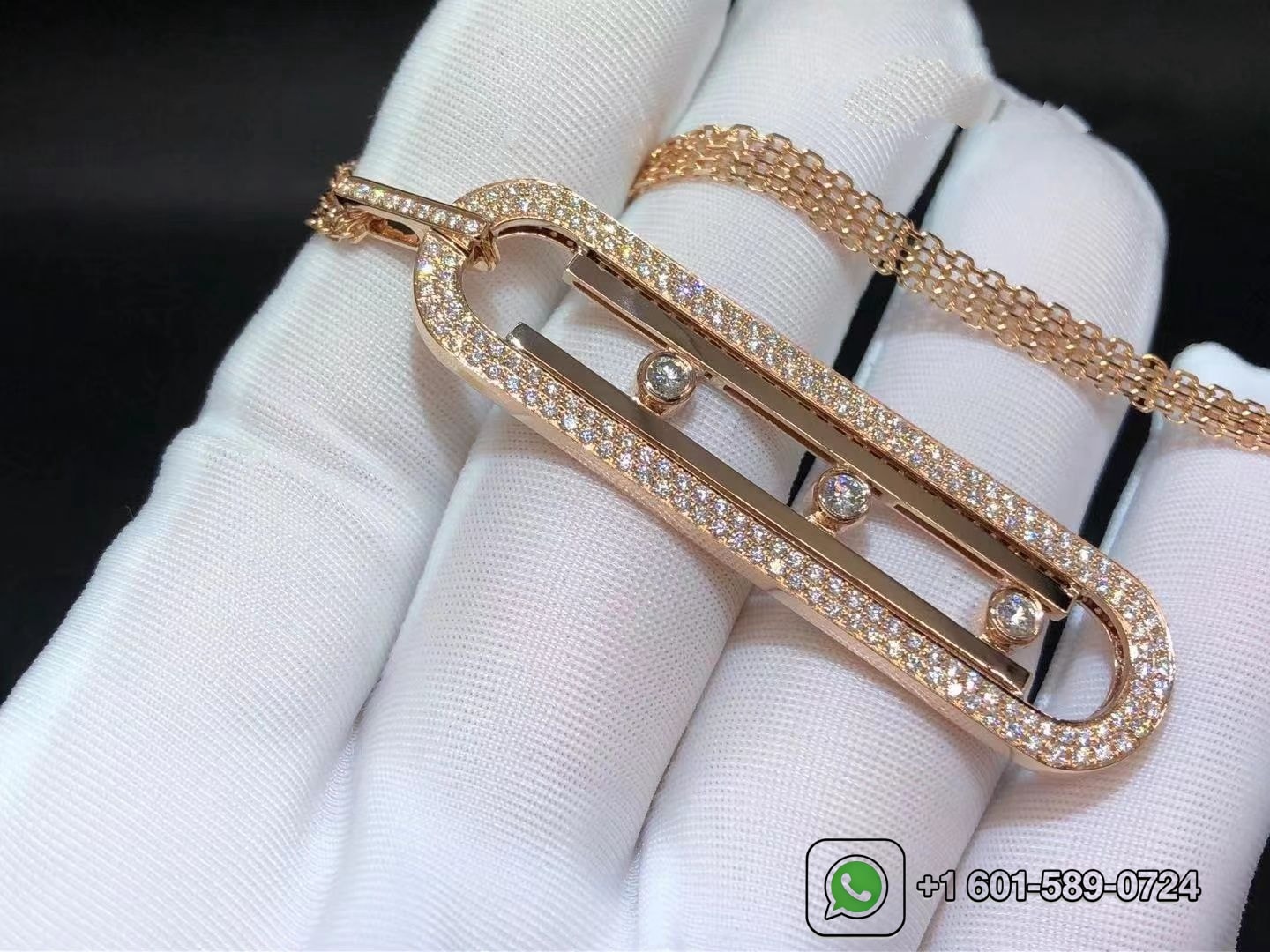 messika move 10th anniversary long lenght necklace pink gold diamond necklace 07228 pg 3