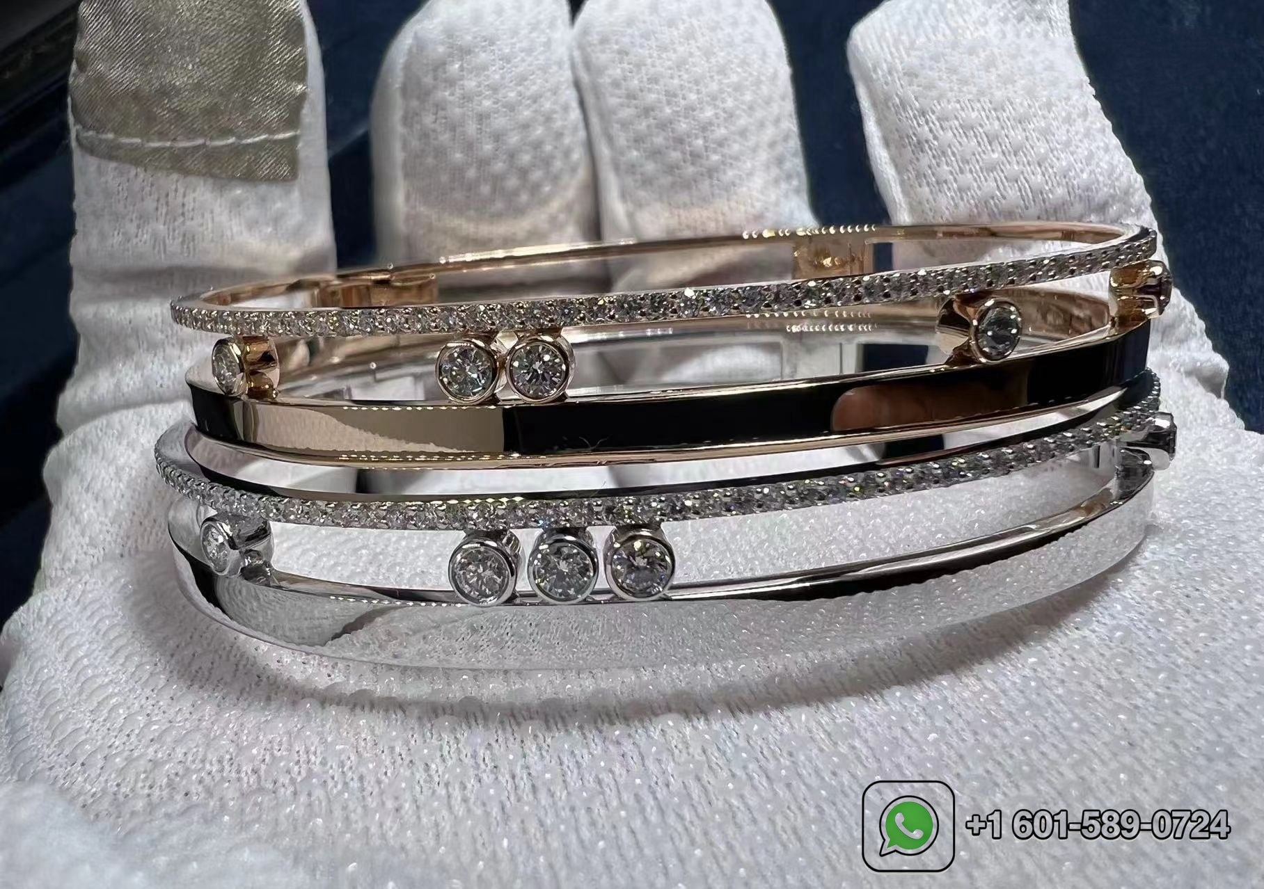 messika move romane 18k white gold diamond bangle bracelet 2