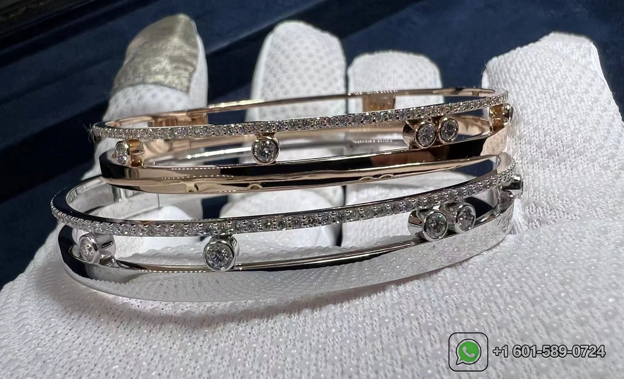 messika move romane 18k white gold diamond bangle bracelet 6