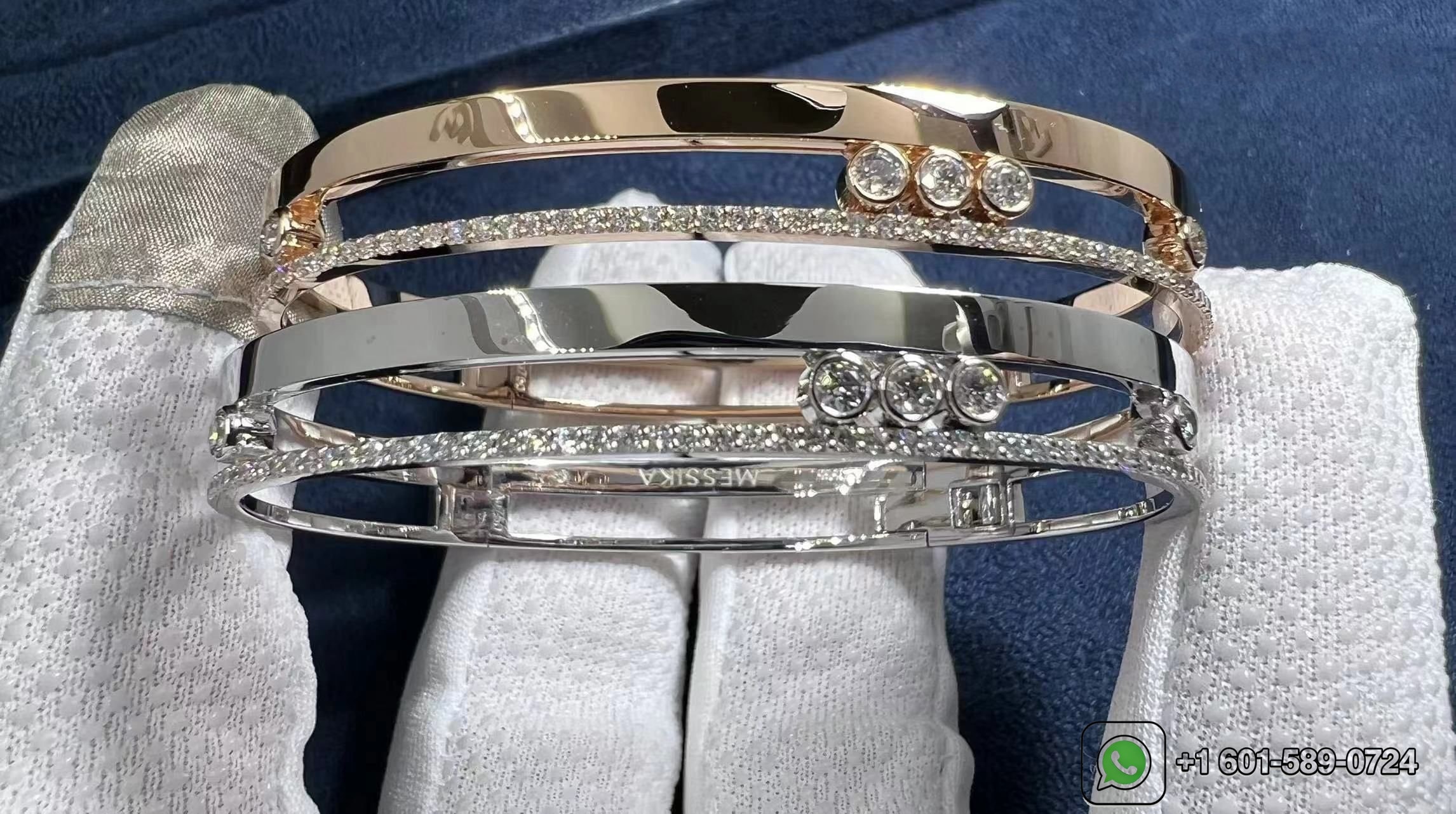 messika move romane 18k white gold diamond bangle bracelet 7