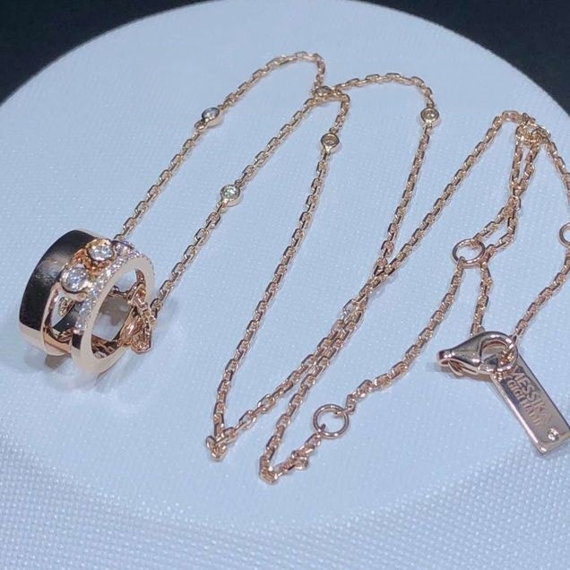messika move romane pendant 18k rose gold diamond necklace