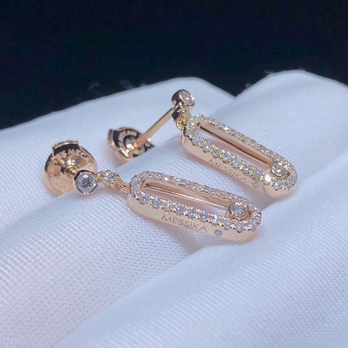 messika move uno 18k rose gold diamond stud earrings
