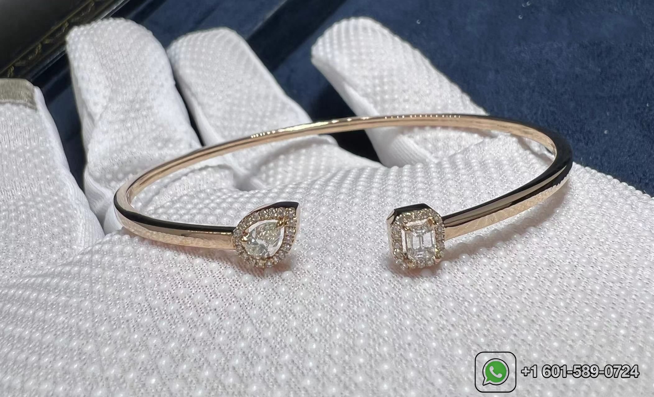 messika my twin toi moi 18k pink gold diamond thin bangle bracelet 4