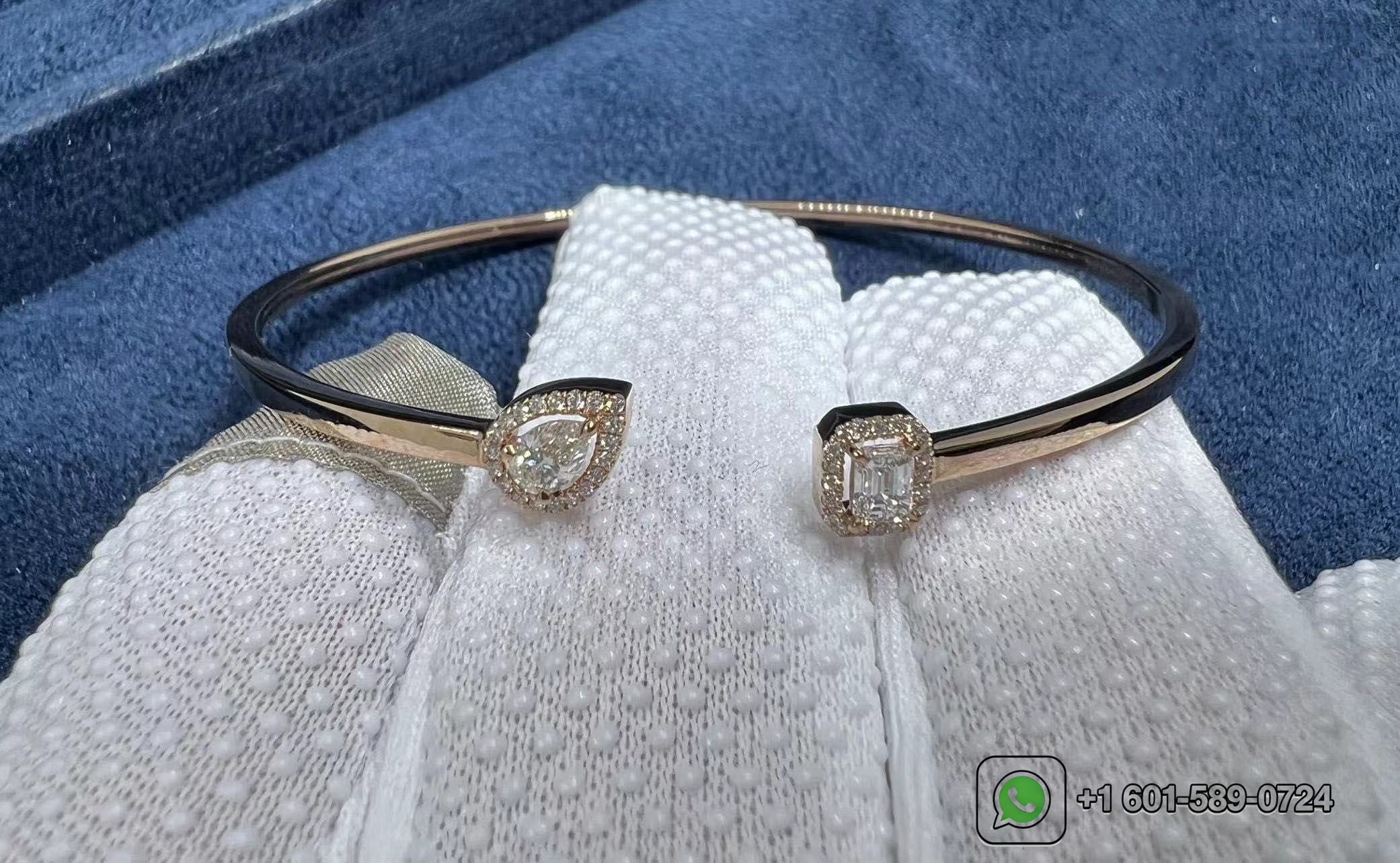 messika my twin toi moi 18k pink gold diamond thin bangle bracelet 7