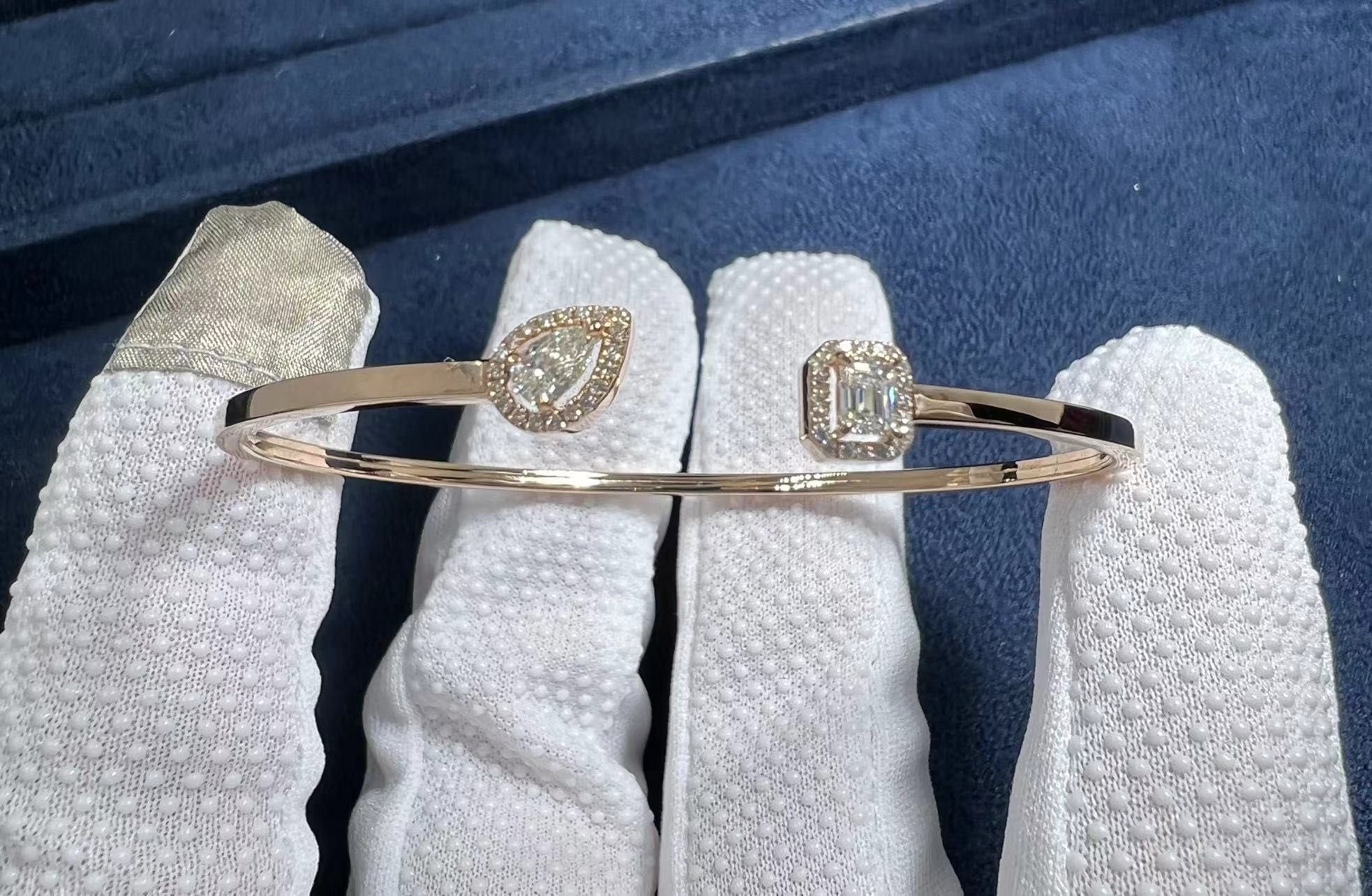 messika my twin toi moi 18k pink gold diamond thin bangle bracelet