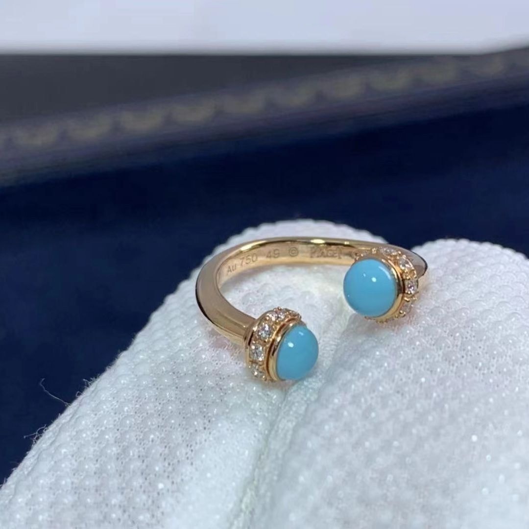 piaget 18k rose gold turquoise diamond ring g34p7d00