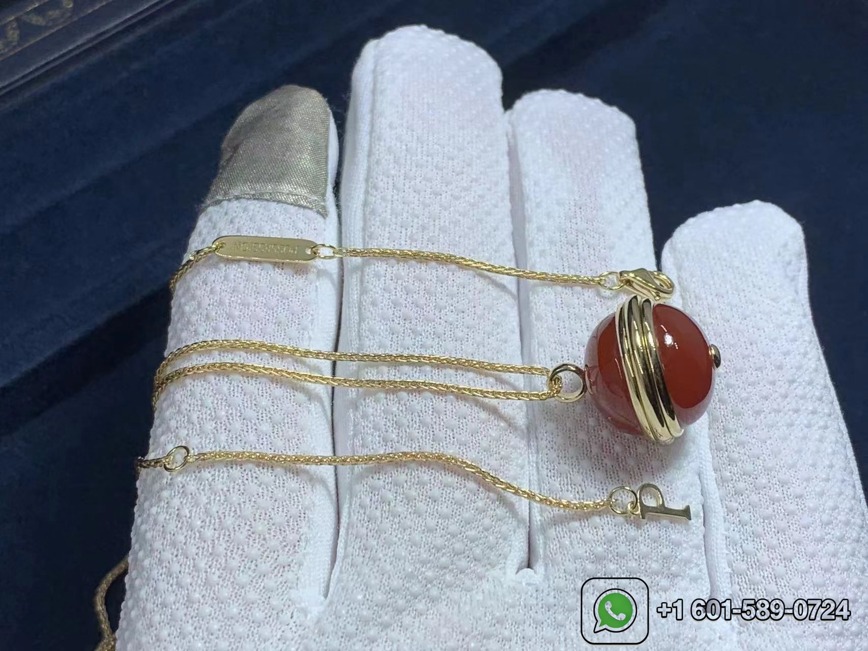 piaget 18k yellow gold with diamond red carnelian possession pendant necklace 1