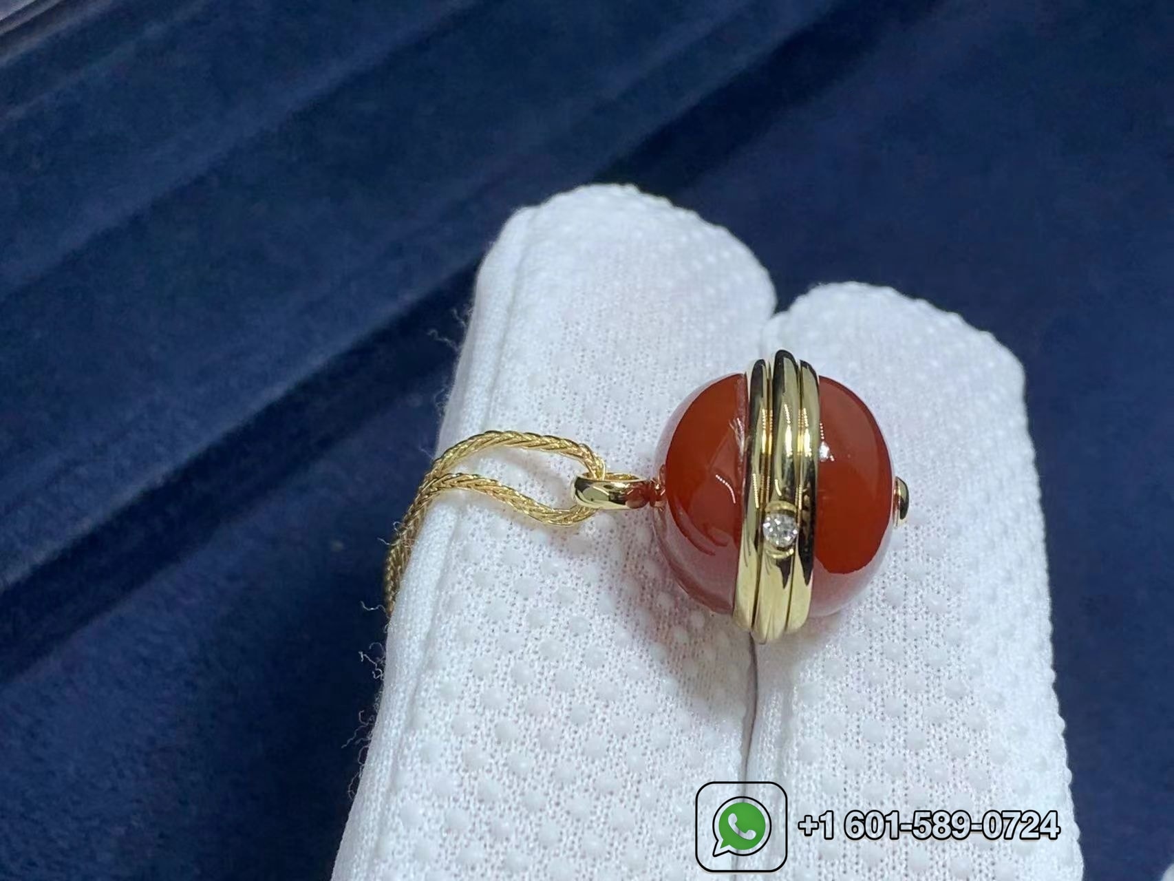 piaget 18k yellow gold with diamond red carnelian possession pendant necklace 2