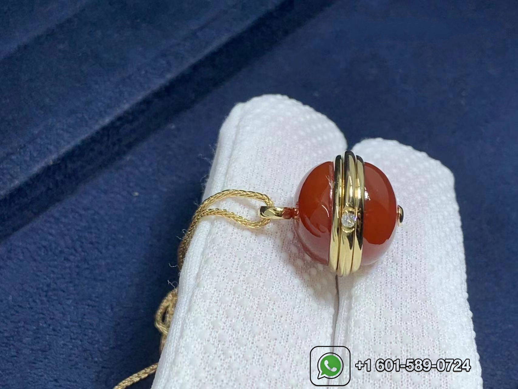 piaget 18k yellow gold with diamond red carnelian possession pendant necklace 3
