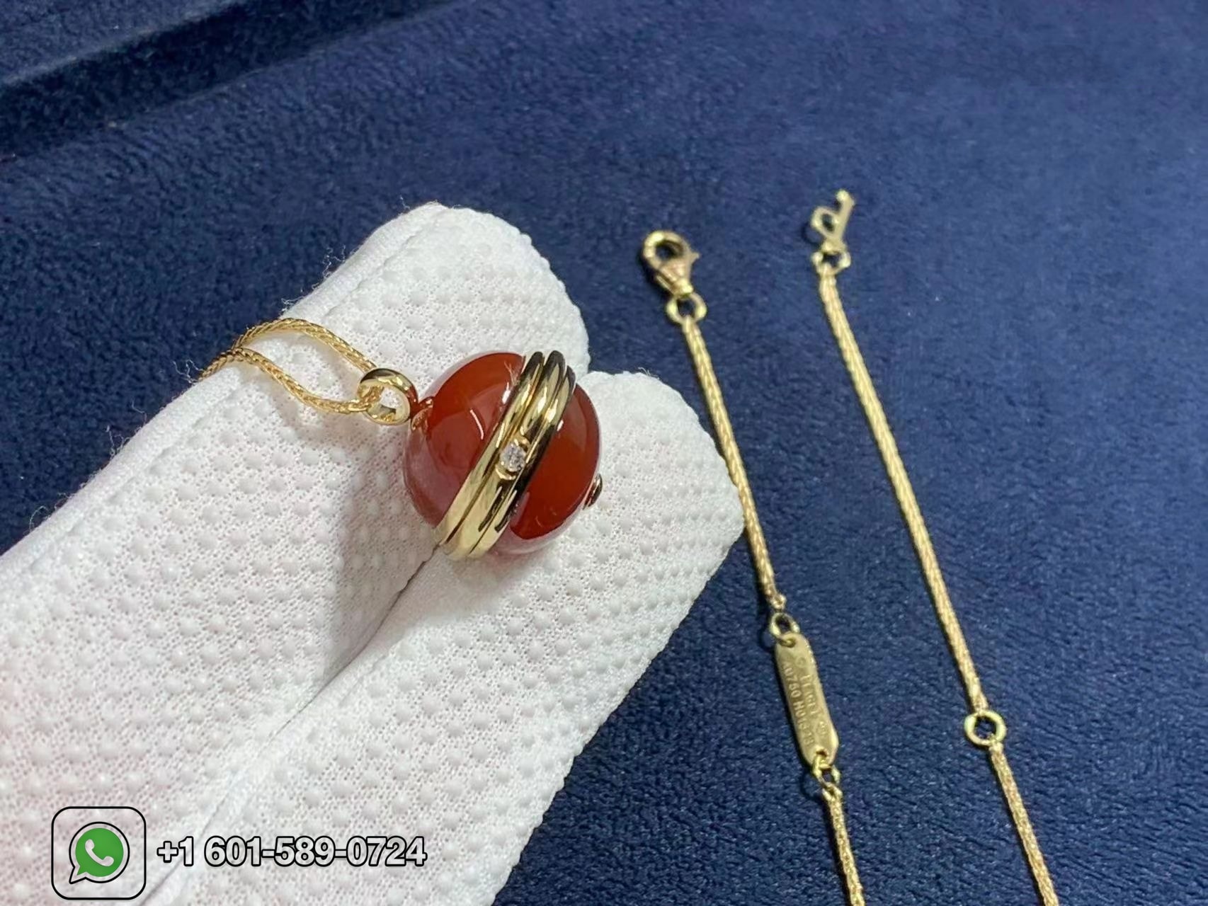 piaget 18k yellow gold with diamond red carnelian possession pendant necklace 5