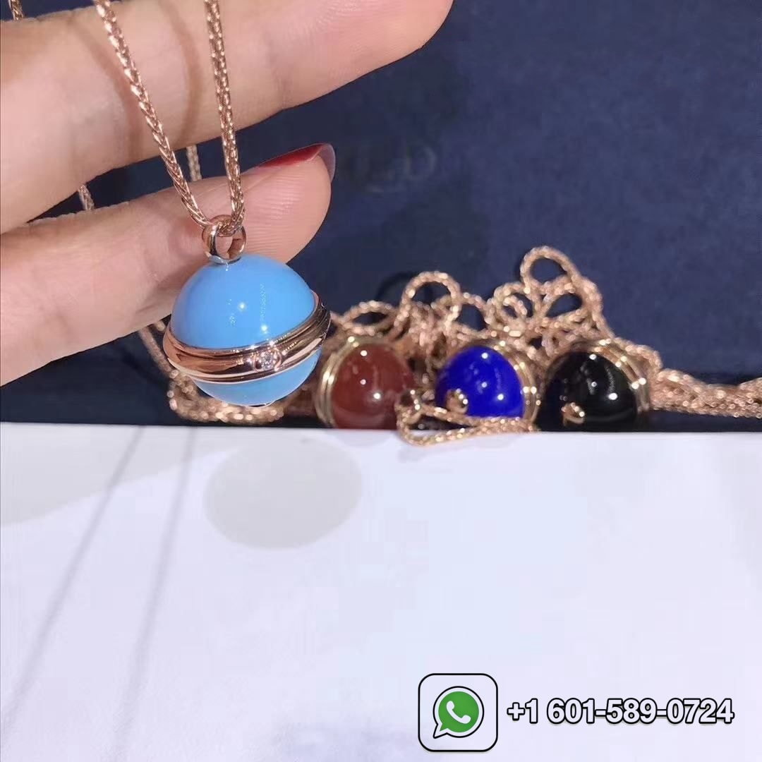 piaget possession 18k rose gold turquoise diamond pendant necklace g33pa400