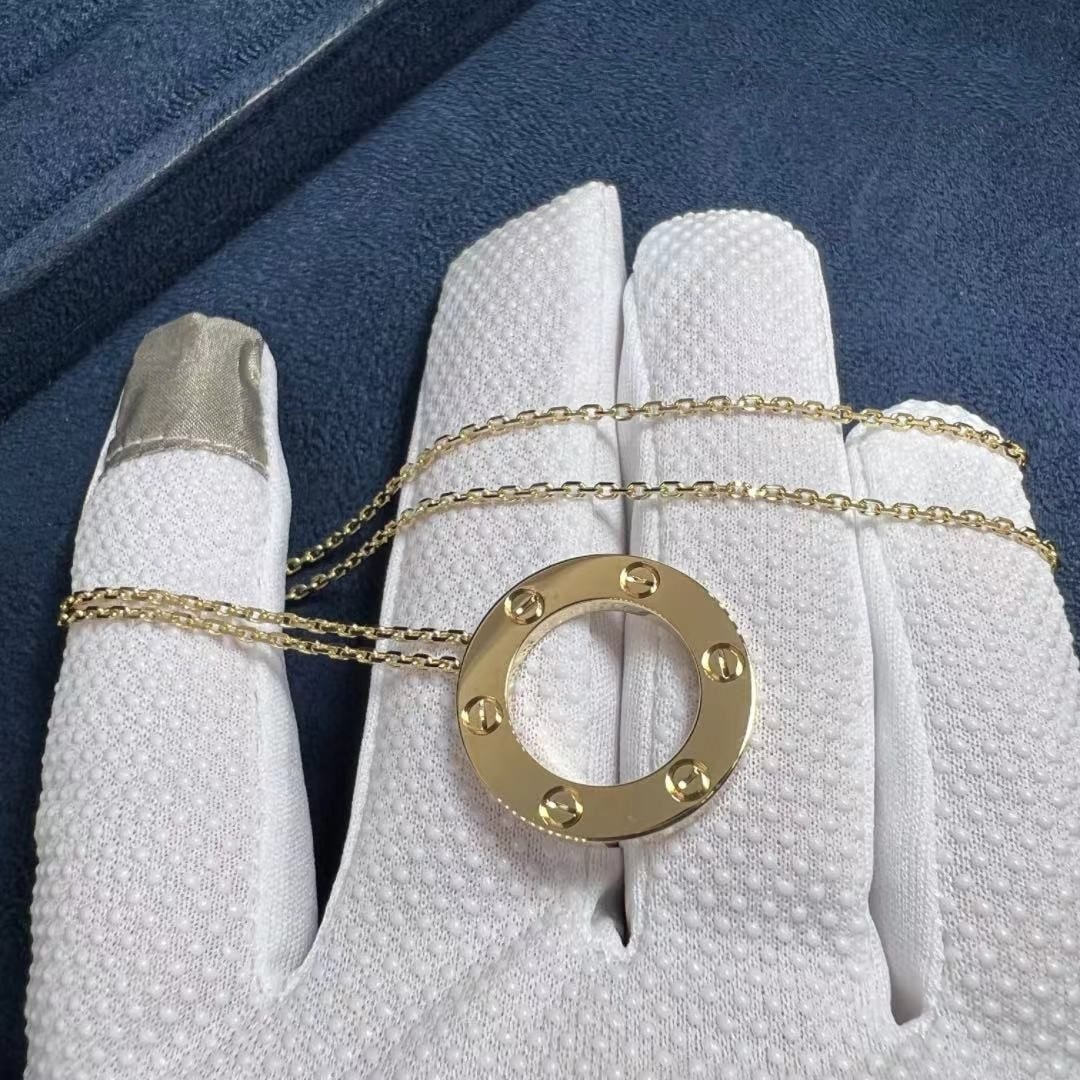 quality cartier solid 18k yellow gold love pendant necklace b7014200 2