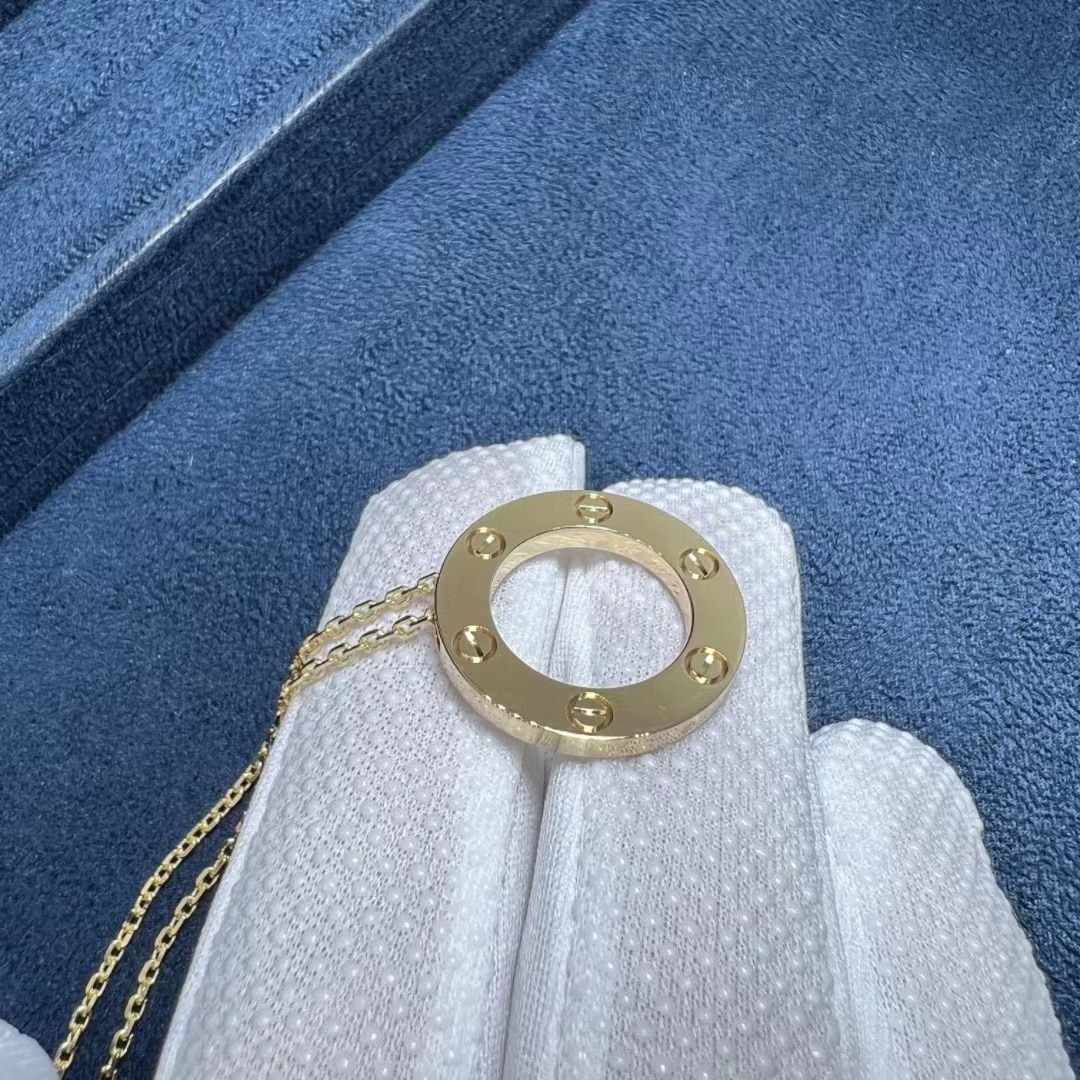 quality cartier solid 18k yellow gold love pendant necklace b7014200 4