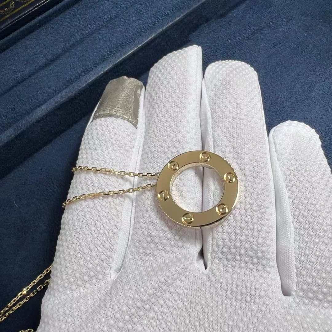 quality cartier solid 18k yellow gold love pendant necklace b7014200