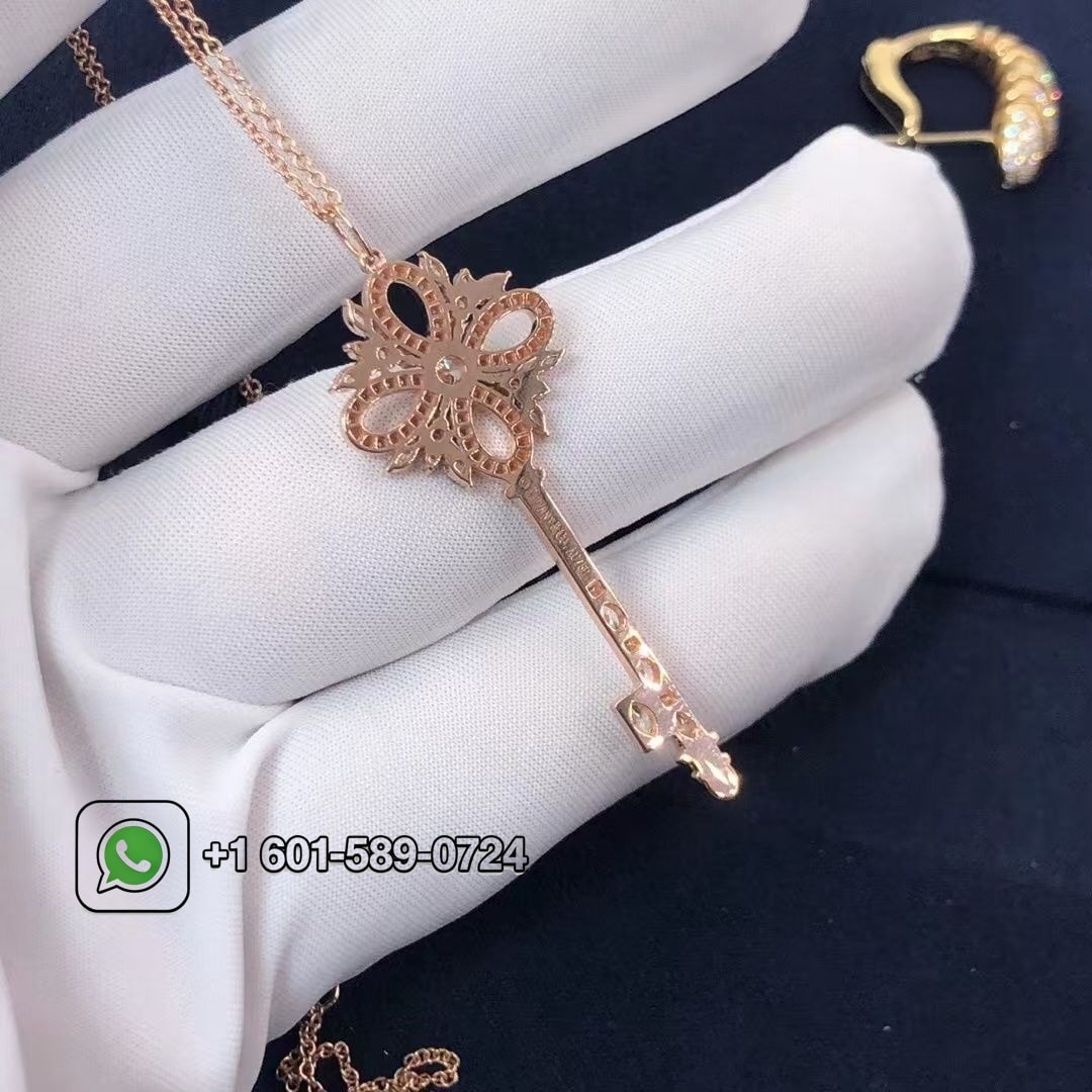 tiffany 18k rose gold diamonds victoria key pendant necklace 4