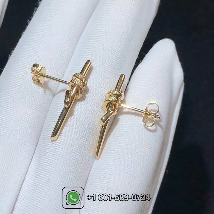 tiffany 18k yellow gold diamond knot earrings 3