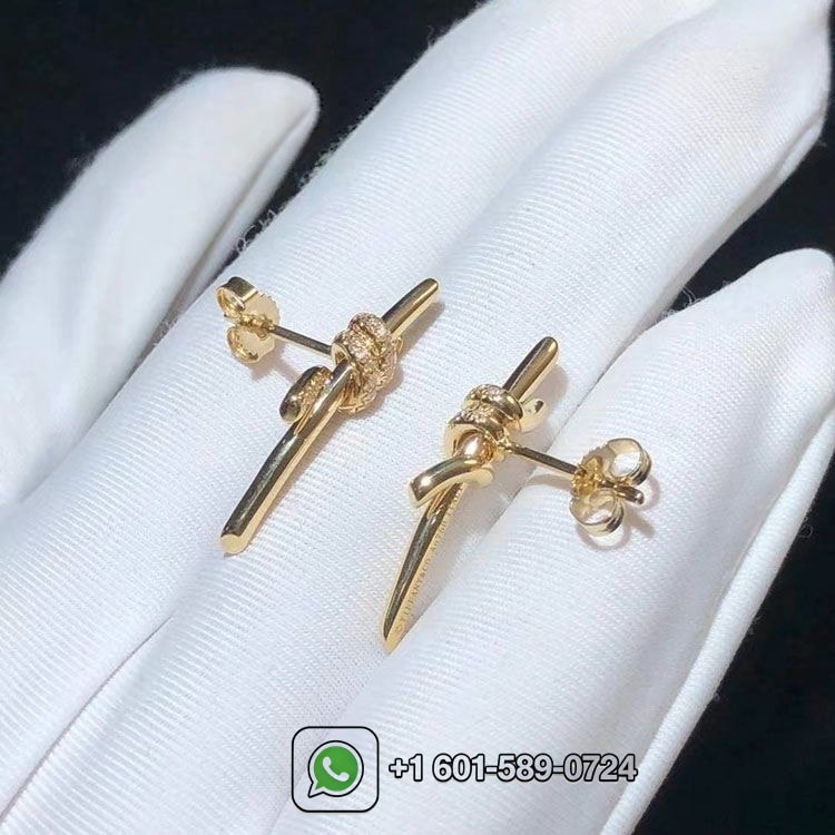 tiffany 18k yellow gold diamond knot earrings 4