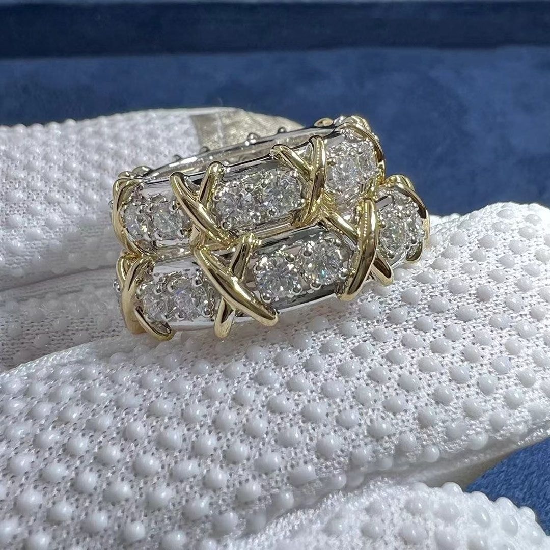tiffany 18k gold platinum jean schlumberger sixteen stone ring