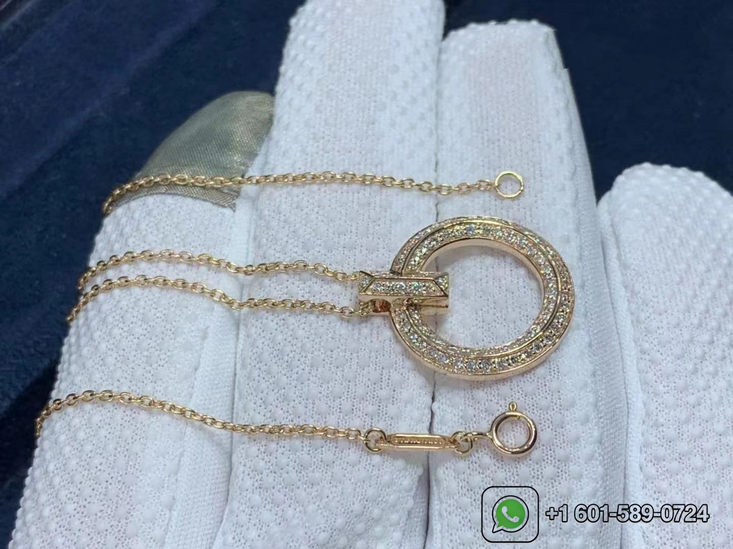 tiffany 18k rose gold diamond t t1 circle pendant necklace 1