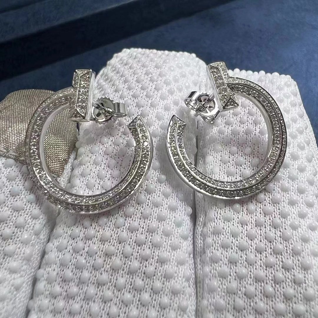 tiffany 18k rose gold diamond t t1 open hoop earrings