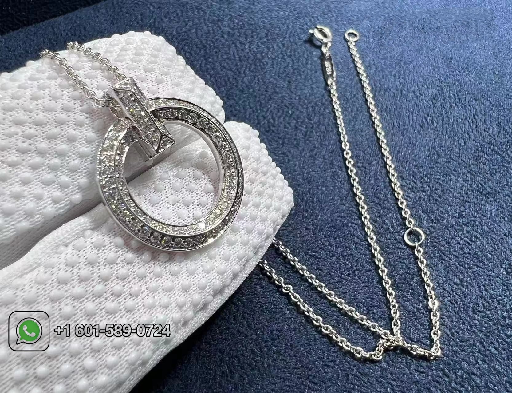 tiffany 18k white gold diamond t t1 circle pendant necklace 6
