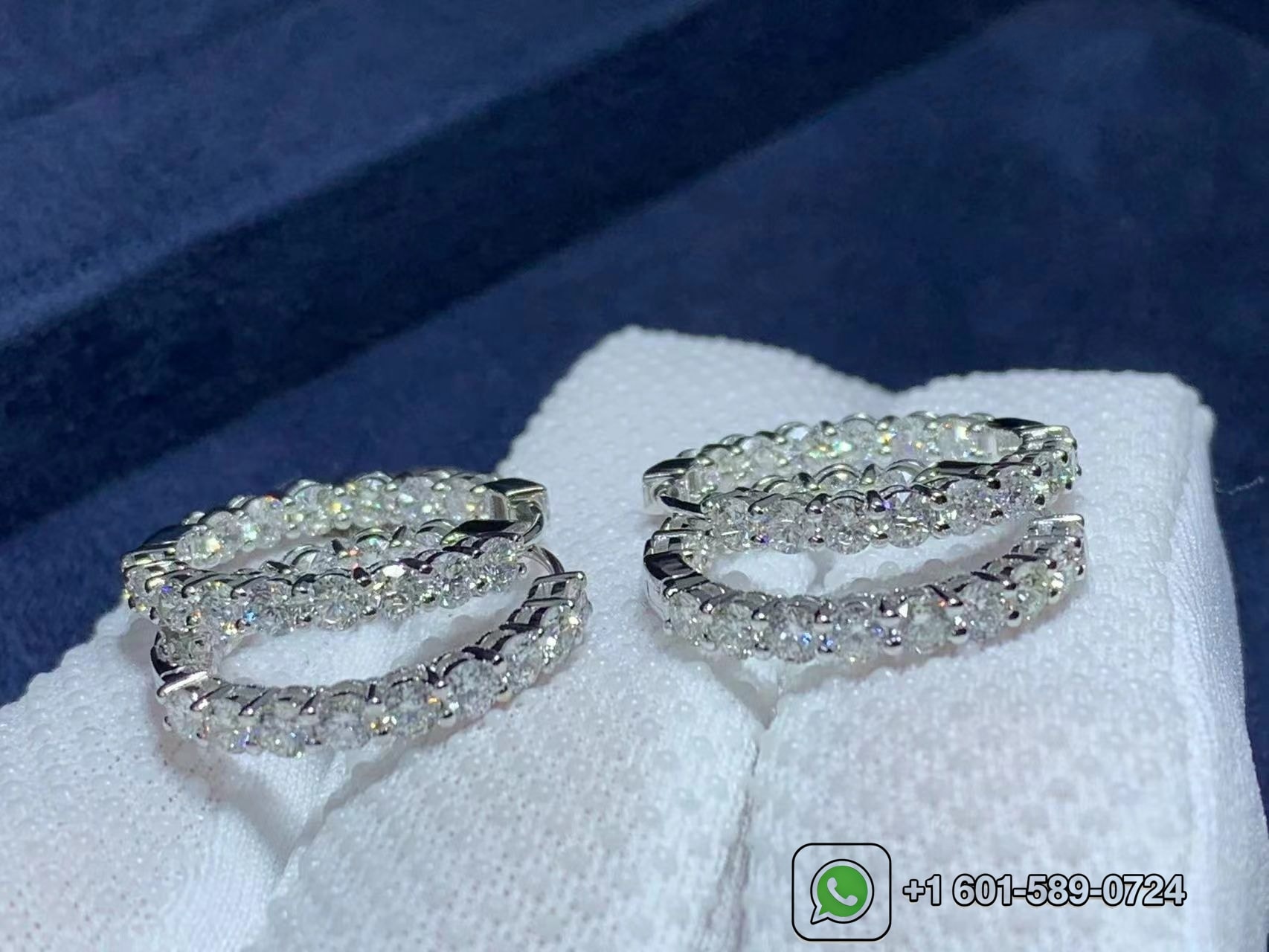 tiffany 18k white gold medium diamond hoop earrings 2