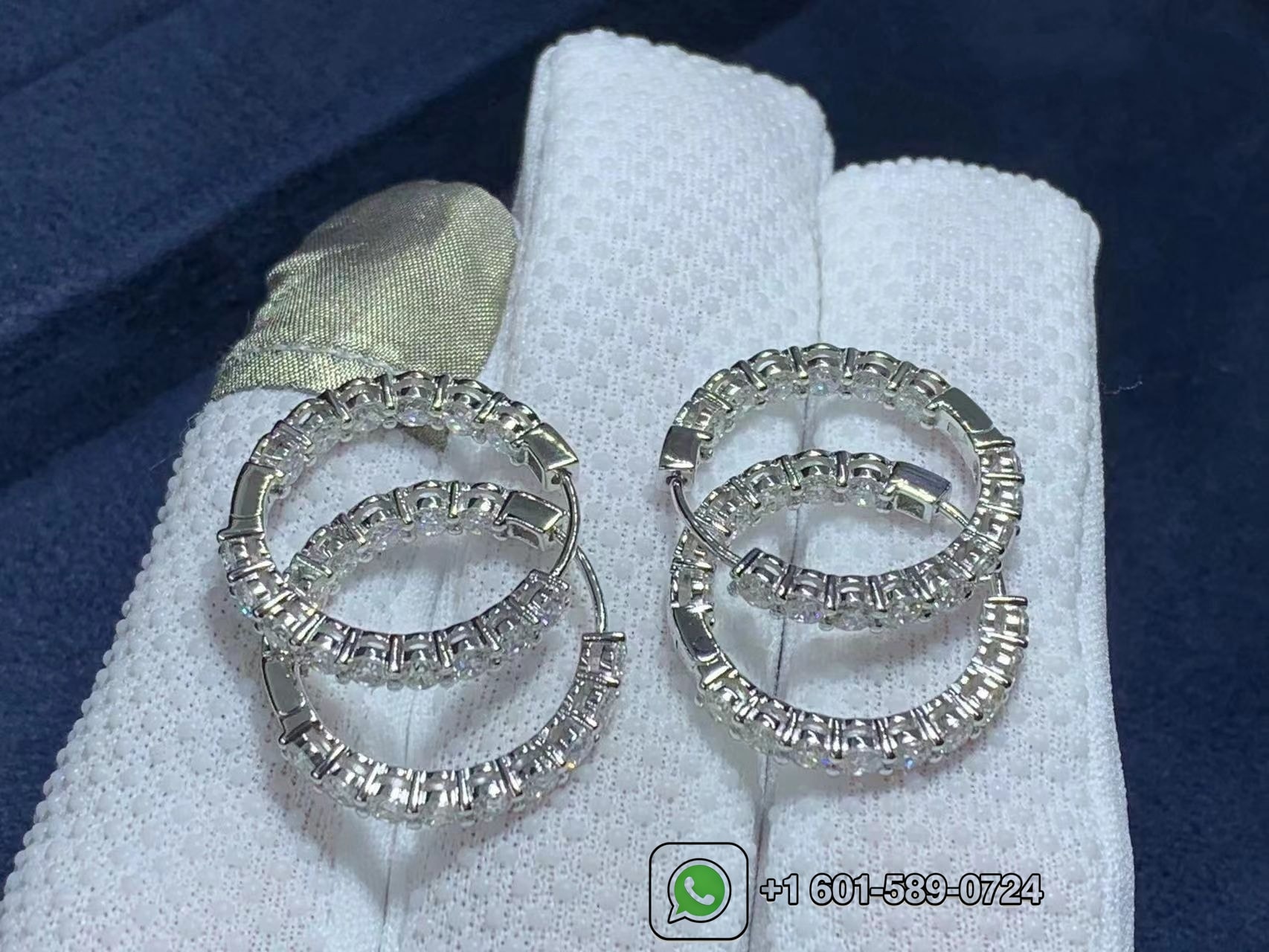 tiffany 18k white gold medium diamond hoop earrings 3