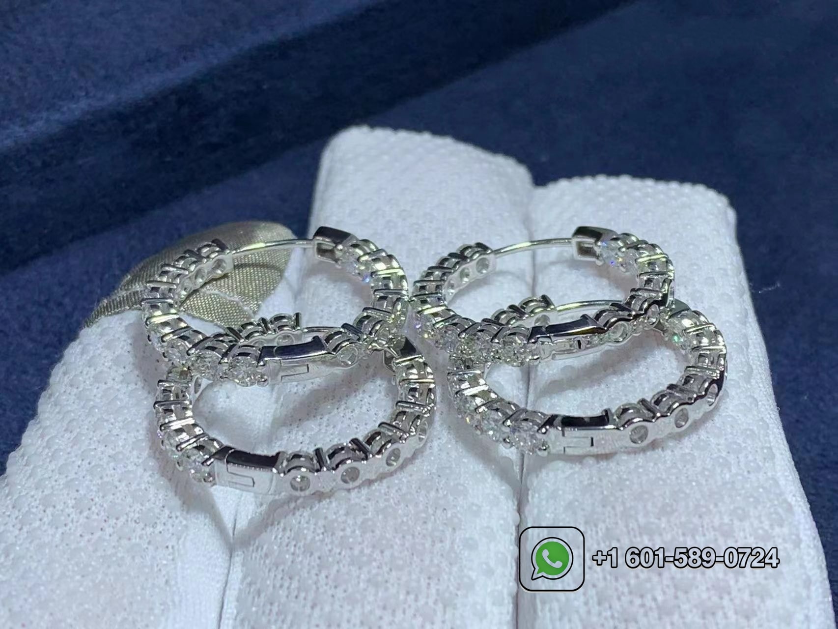 tiffany 18k white gold medium diamond hoop earrings 5