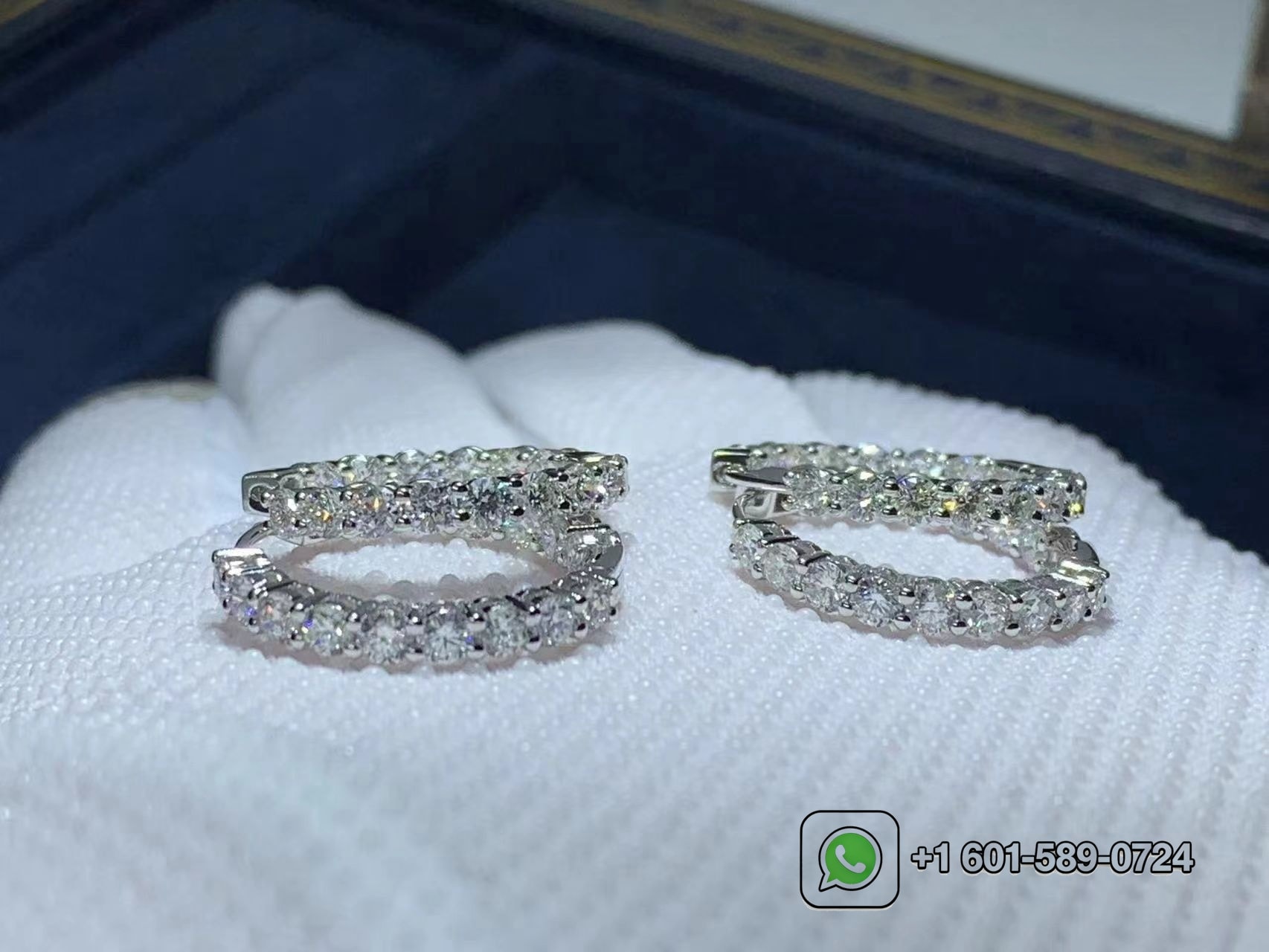 tiffany 18k white gold medium diamond hoop earrings 6