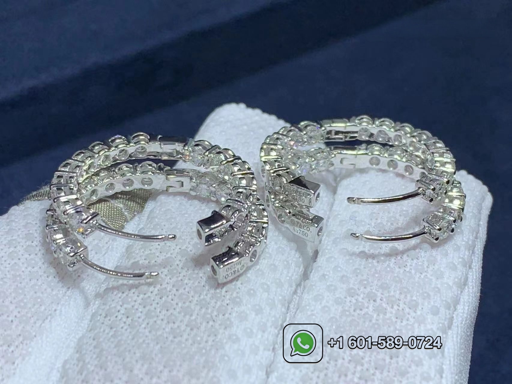 tiffany 18k white gold medium diamond hoop earrings 9