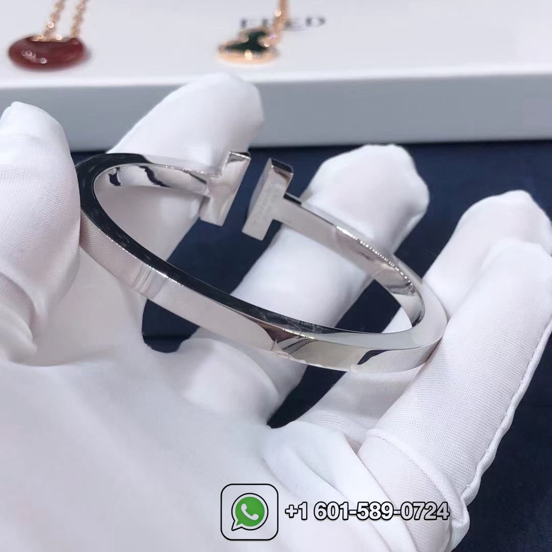 tiffany 18k white gold pave diamonds t square bracelet 4
