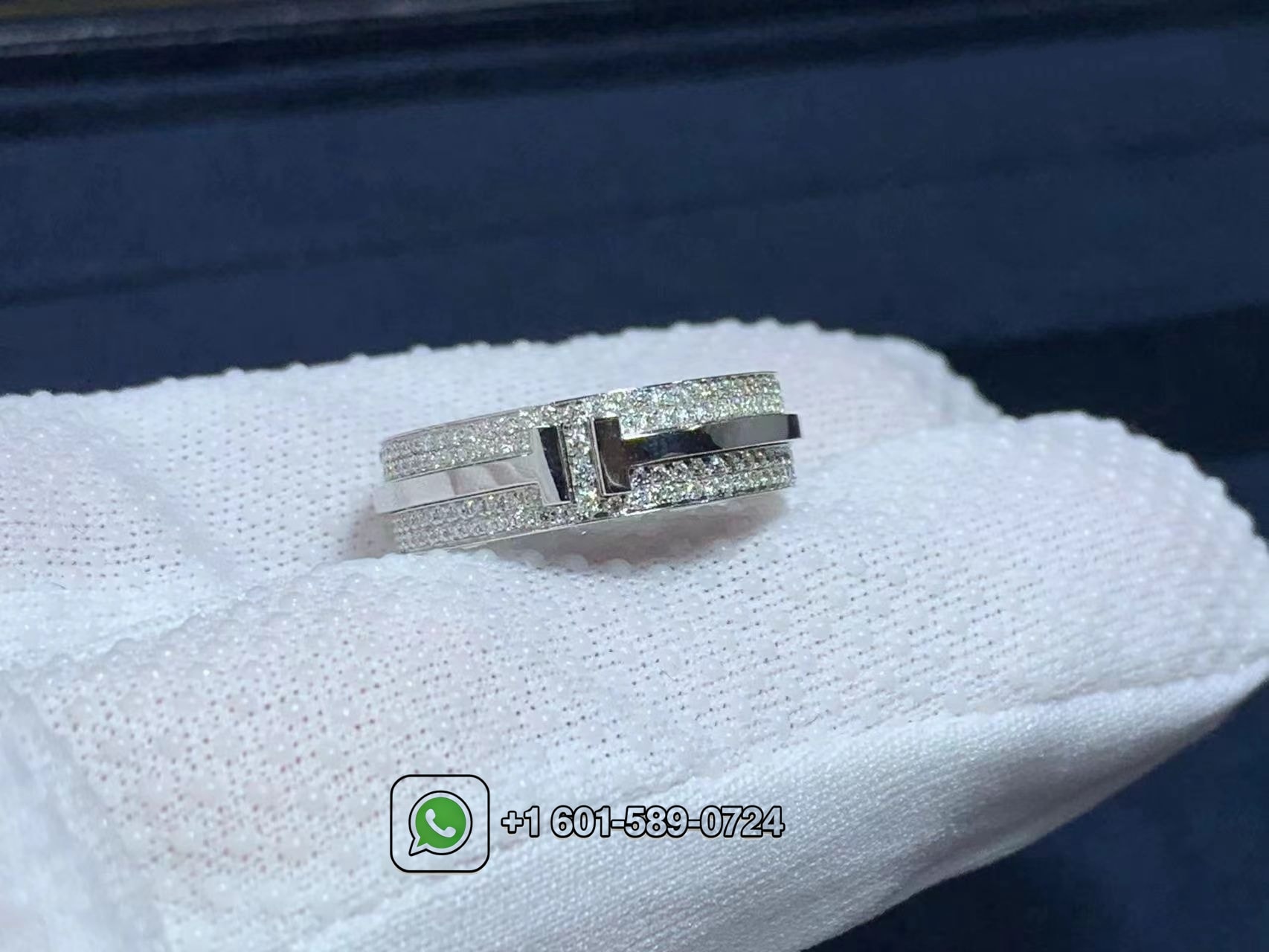 tiffany 18k white gold t wide pave diamond ring 4
