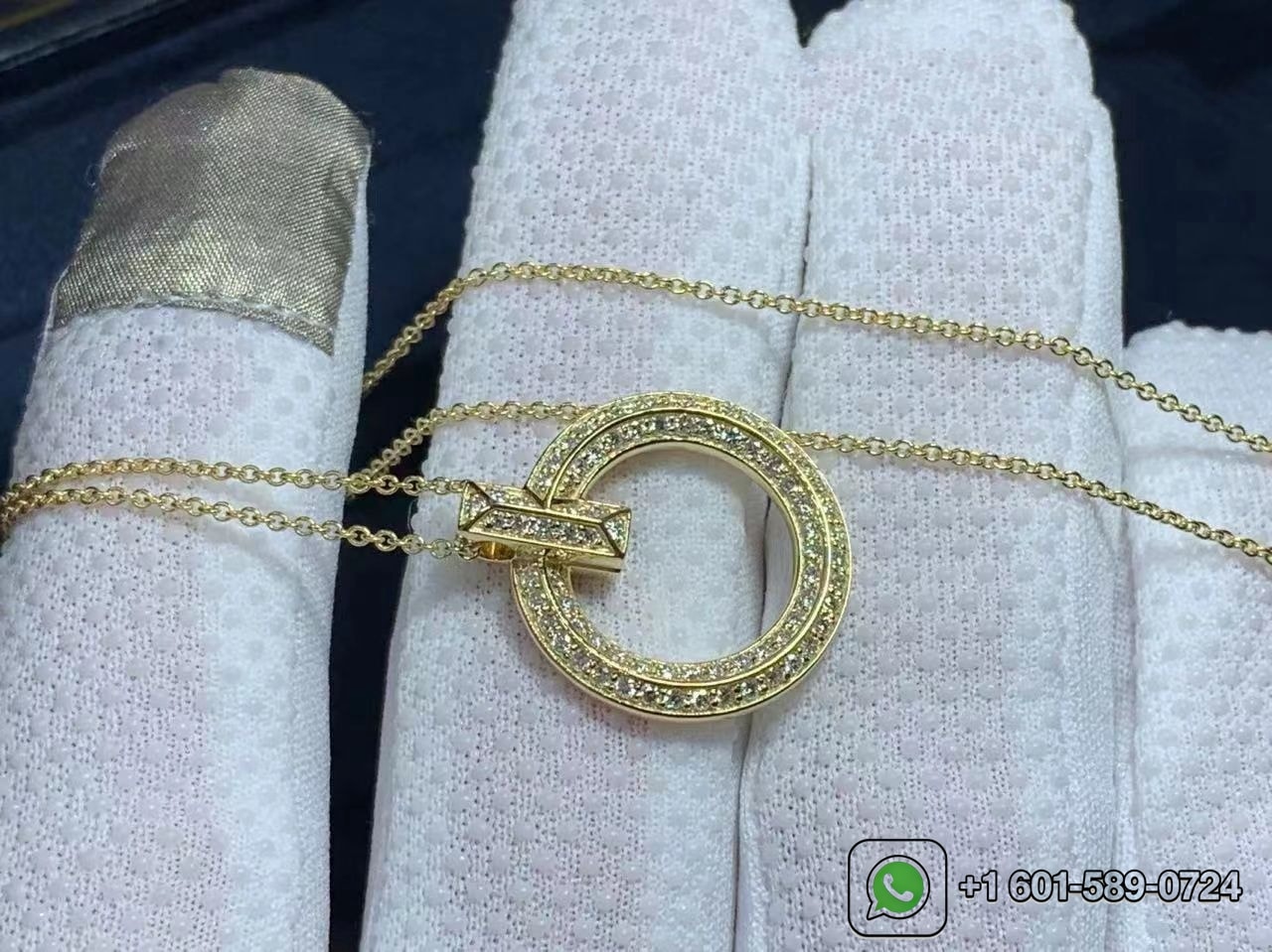 tiffany 18k yellow gold diamond t t1 circle pendant necklace 2