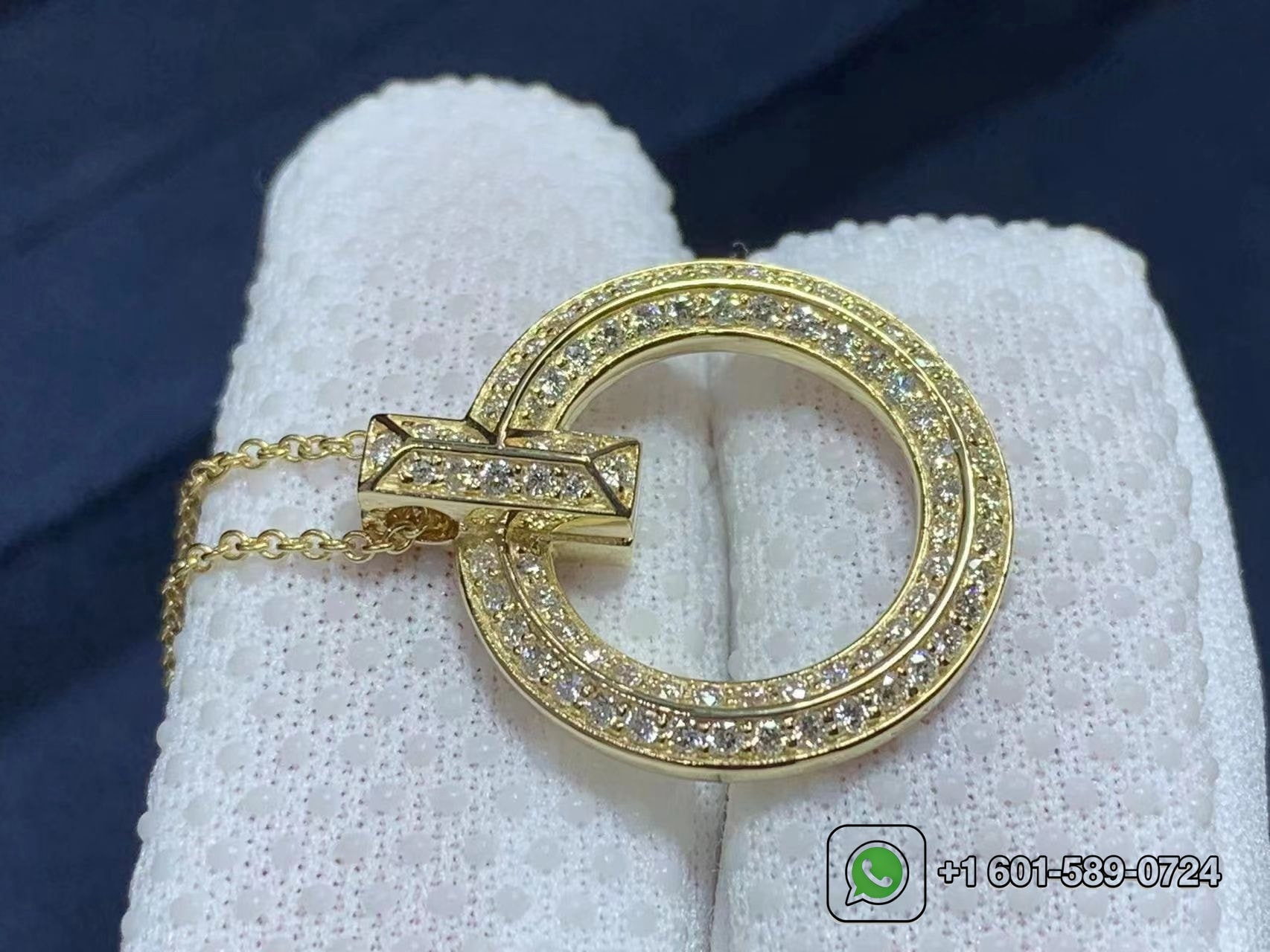 tiffany 18k yellow gold diamond t t1 circle pendant necklace 5