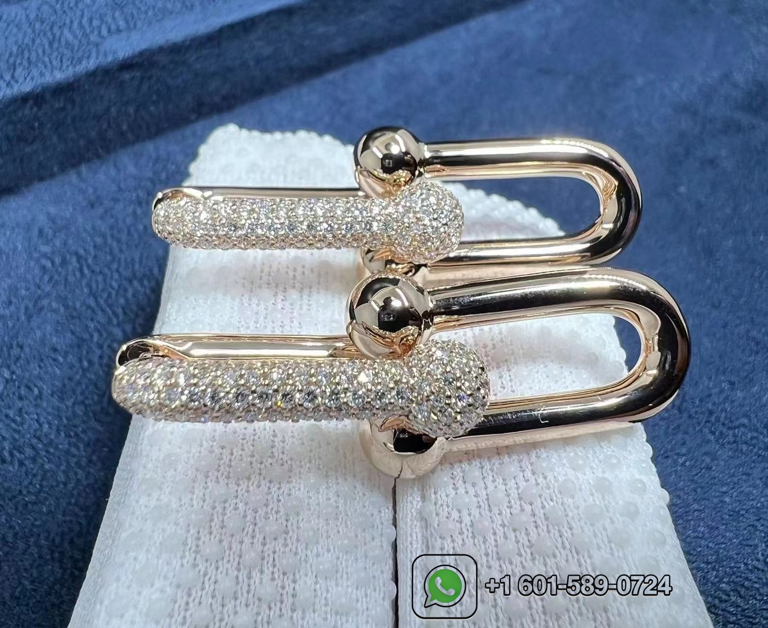 tiffany city hardwear 18k rose gold pave diamond large link dangle earrings 1