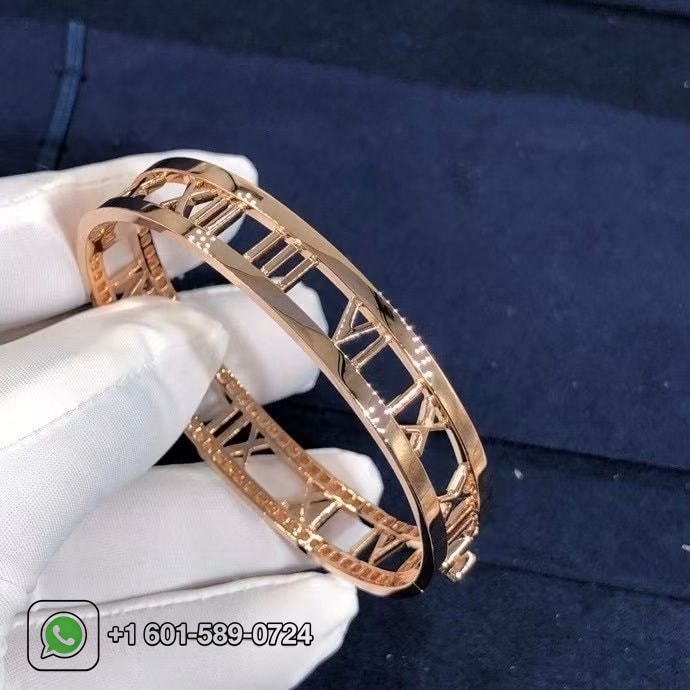 tiffany co. 18k rose gold diamond set atlas bangle bracelet 2