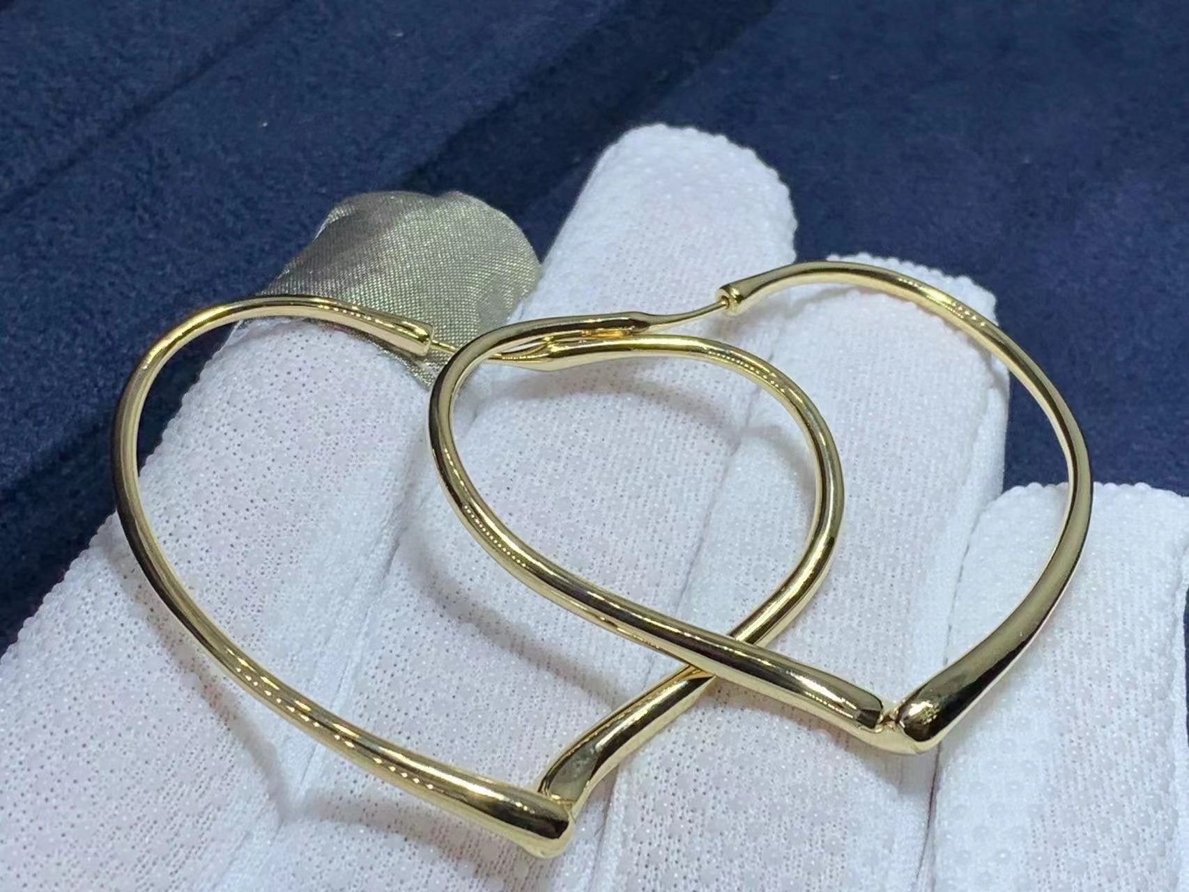 tiffany co. elsa peretti open heart hoop 18k yellow gold earrings