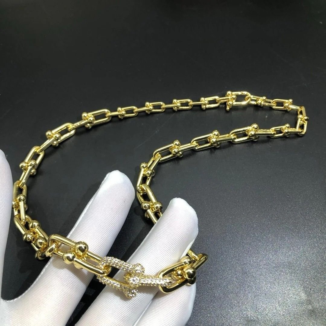 tiffany co. hardwear graduated link 18k yellow gold diamonds necklace 8