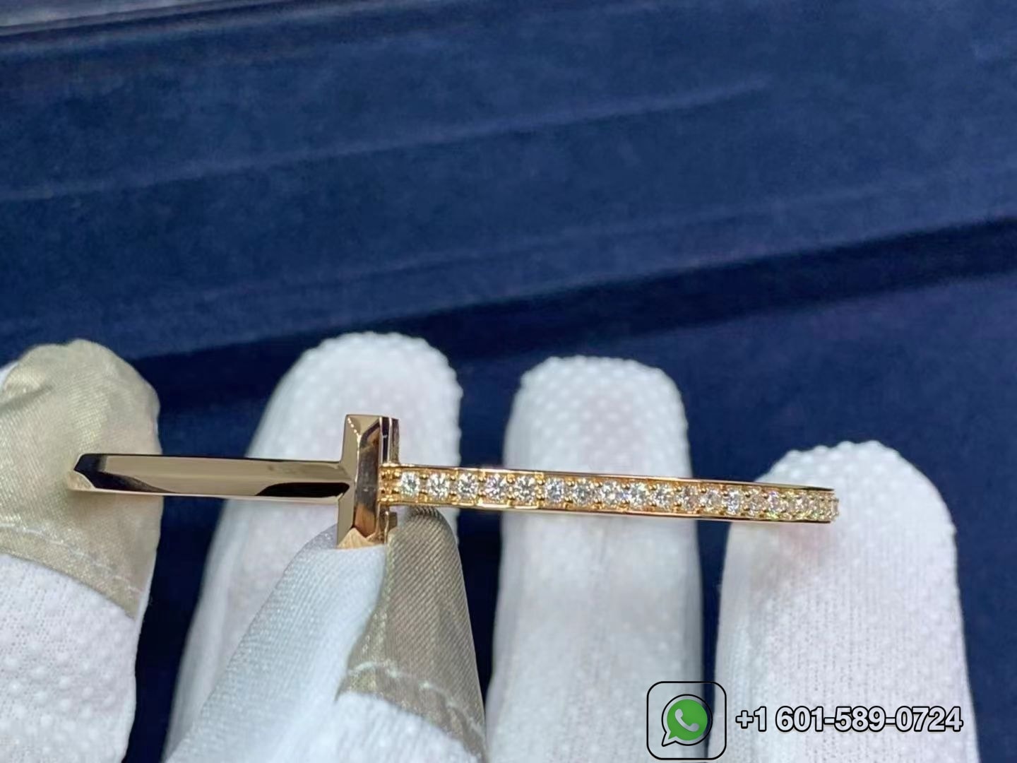 tiffany co. t t1 hinged rose gold with diamonds narrow bangle bracelet 3