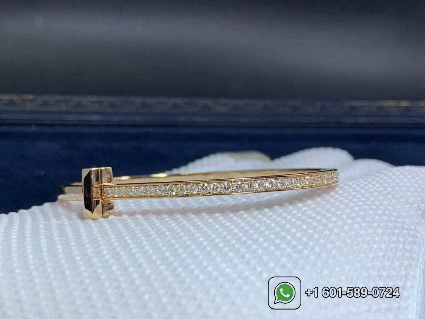tiffany co. t t1 hinged rose gold with diamonds narrow bangle bracelet 5