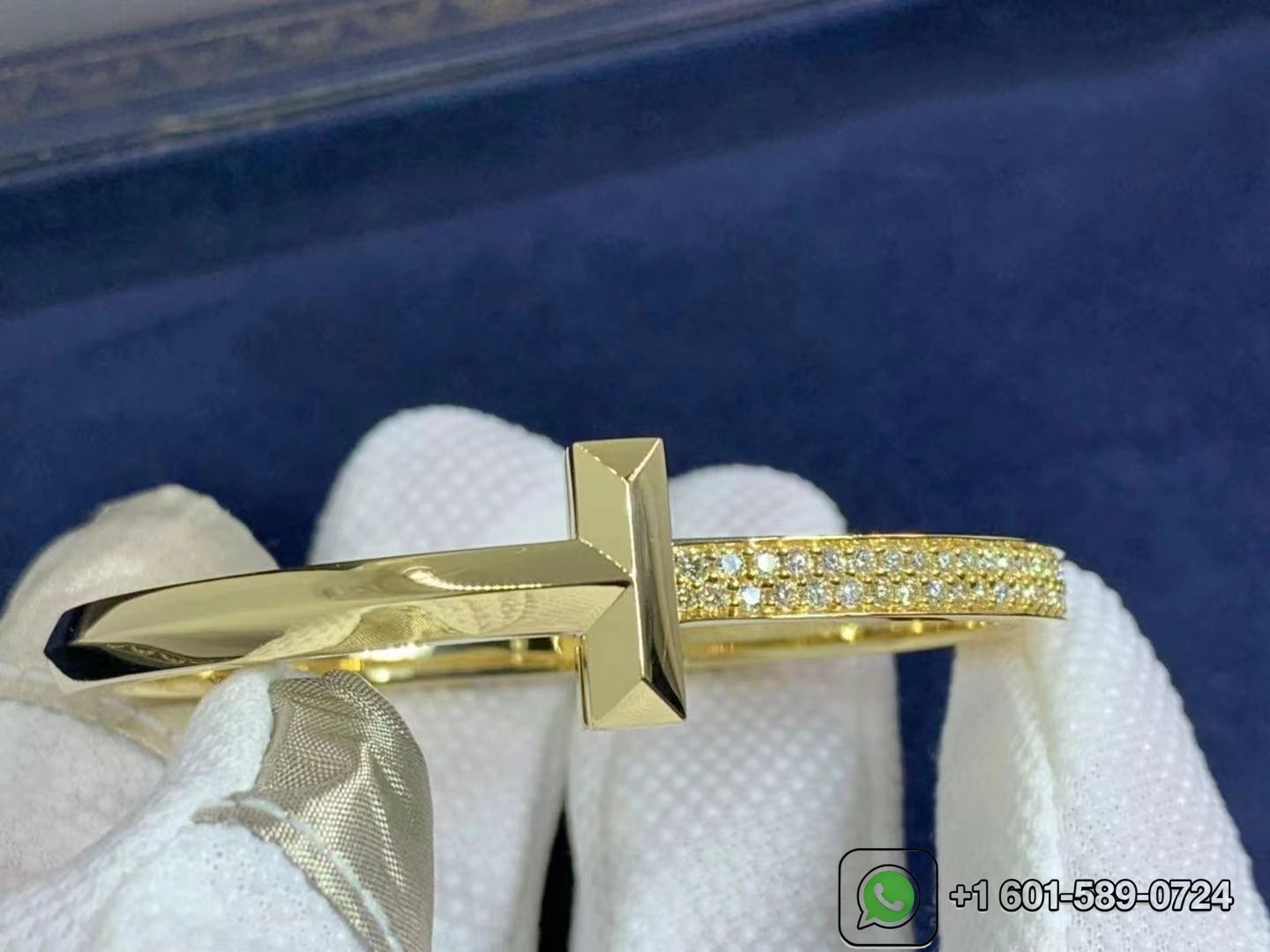 tiffany co. t t1 wide diamond hinged 18 karat yellow gold size large bangle bracelet 2