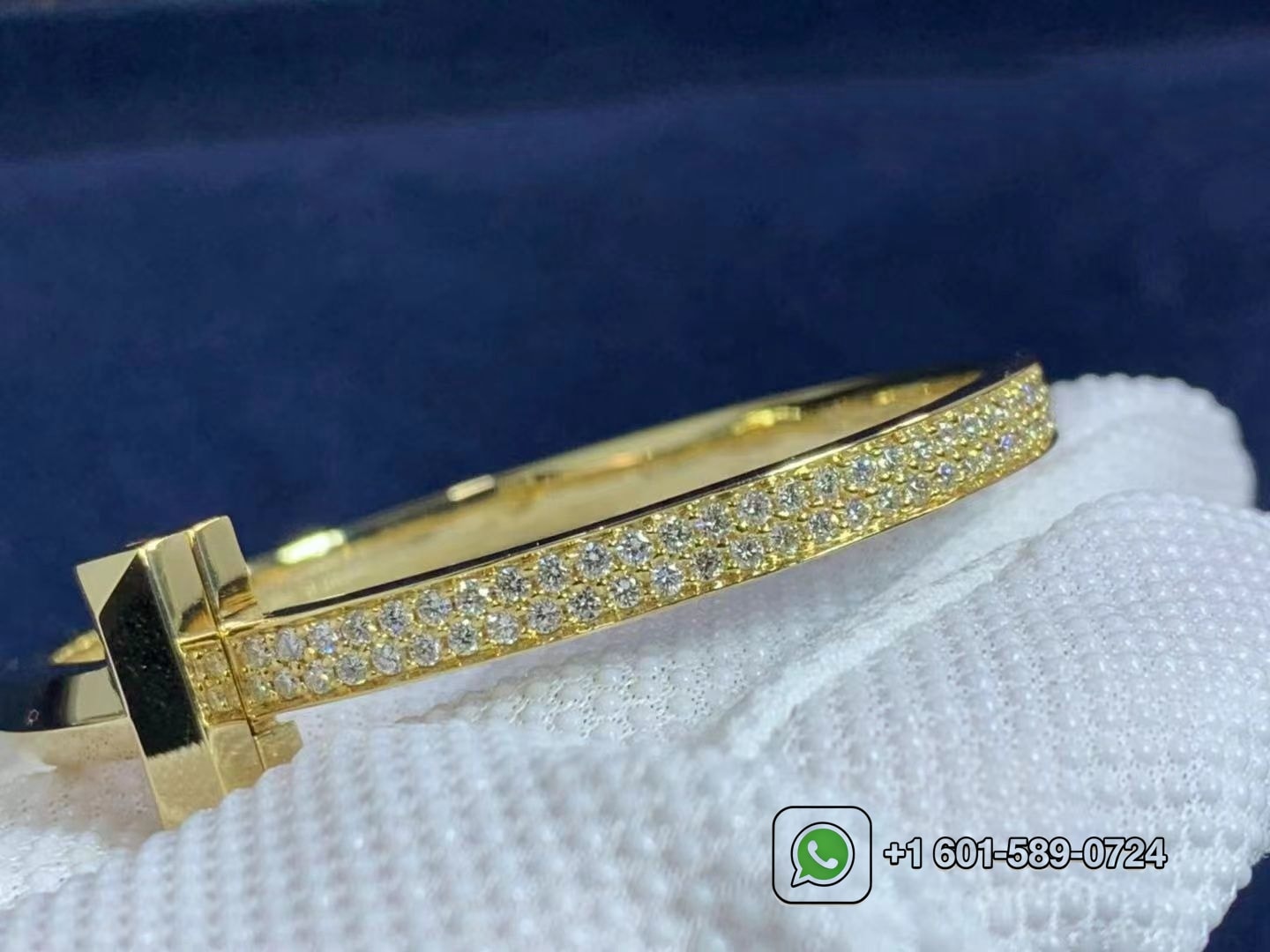 tiffany co. t t1 wide diamond hinged 18 karat yellow gold size large bangle bracelet 3
