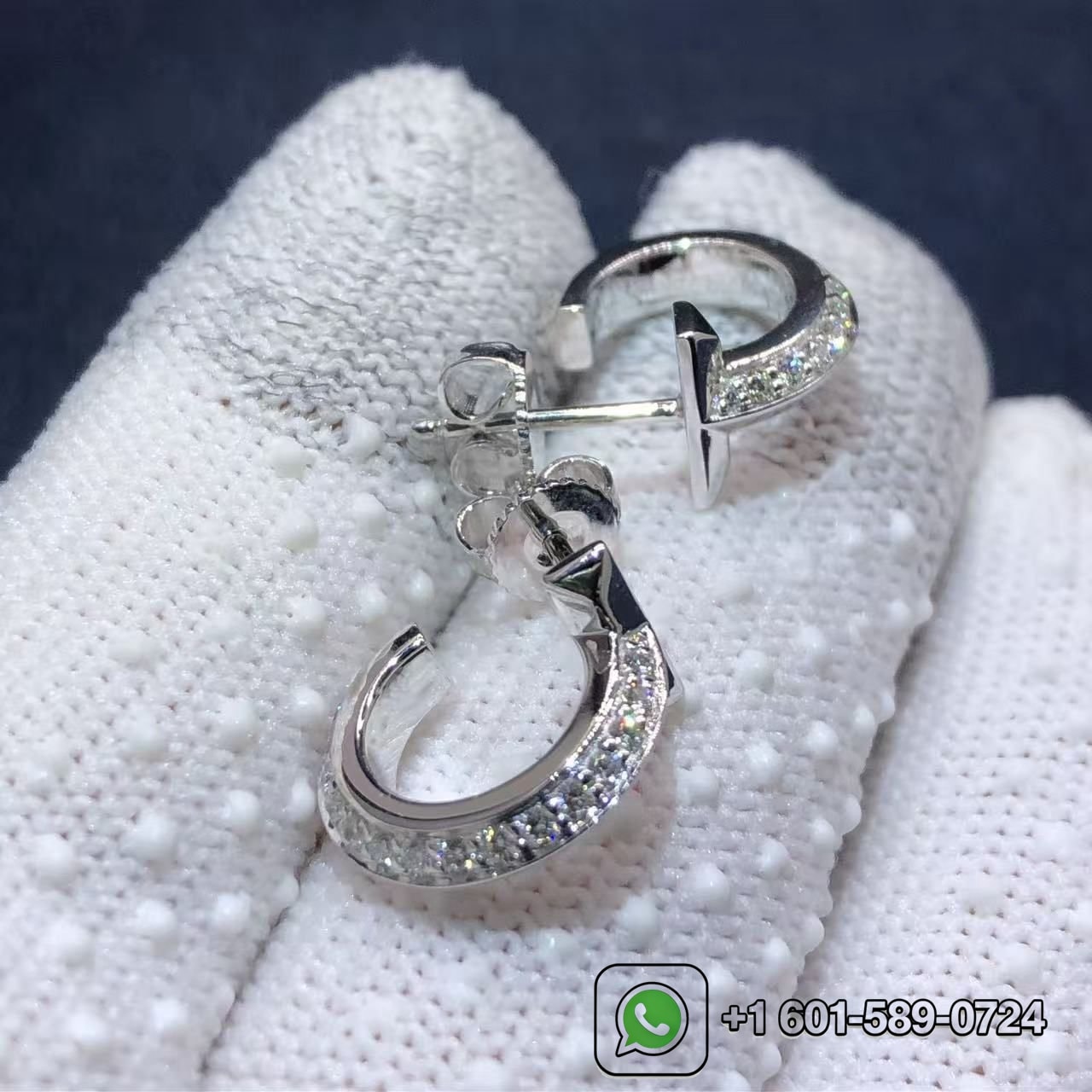 tiffany co. t1 18k white gold diamond extra small hoop earrings 69783031 1